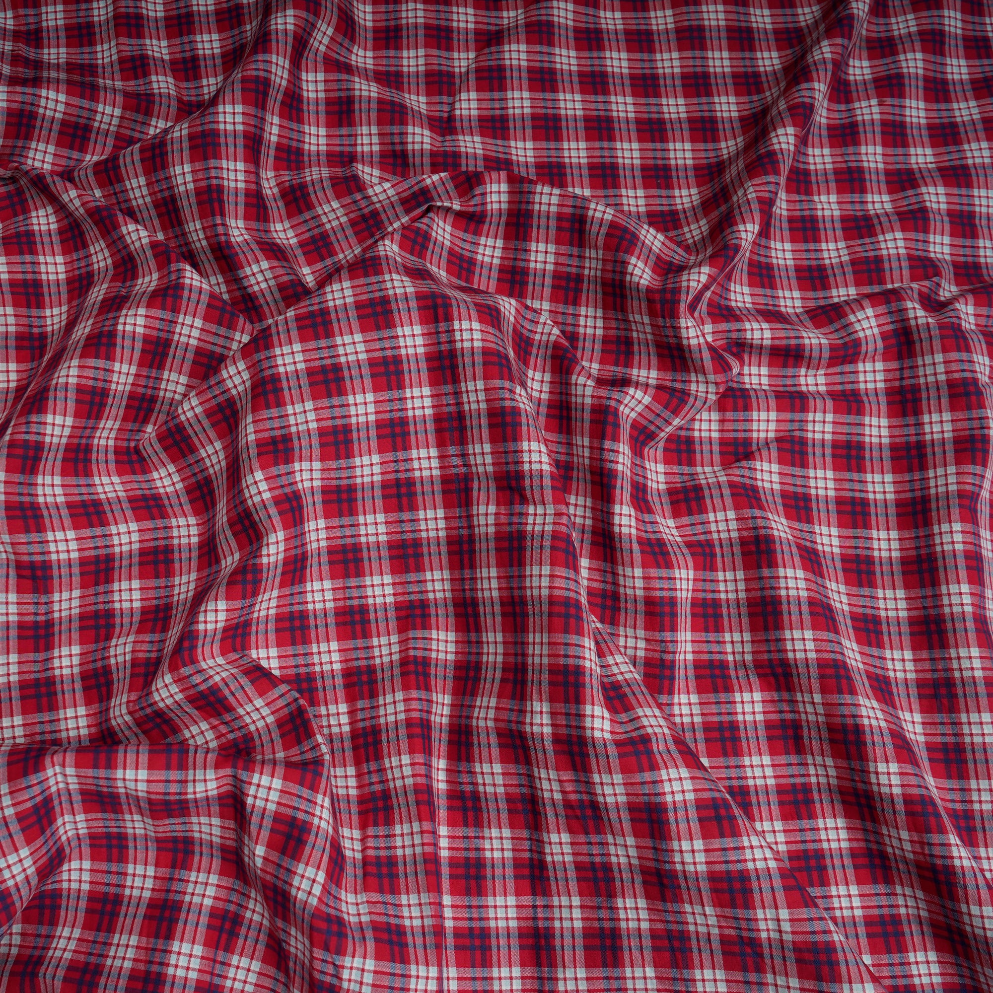 Red Check Pattern Yarn Dyed Cotton Fabric