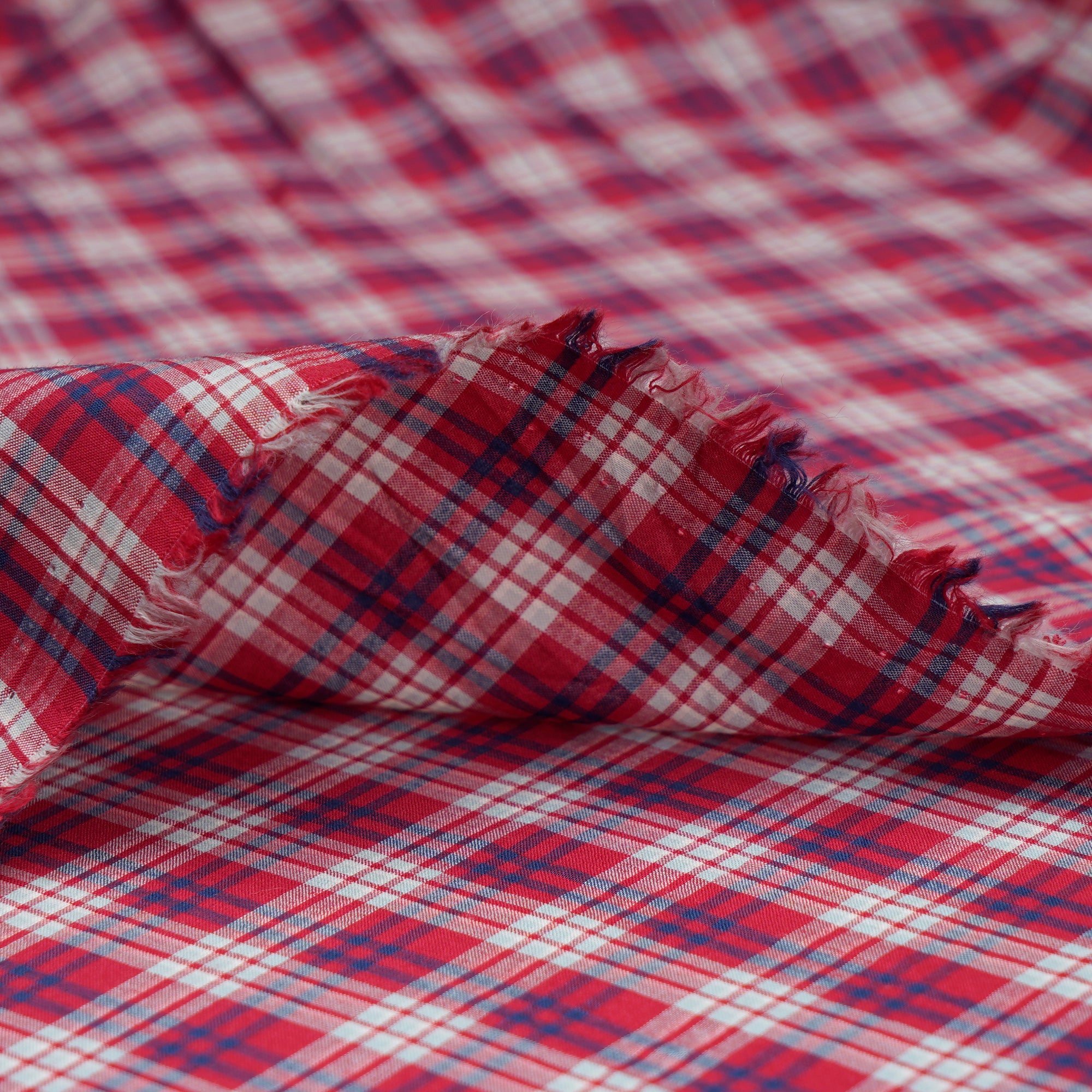 Red Check Pattern Yarn Dyed Cotton Fabric