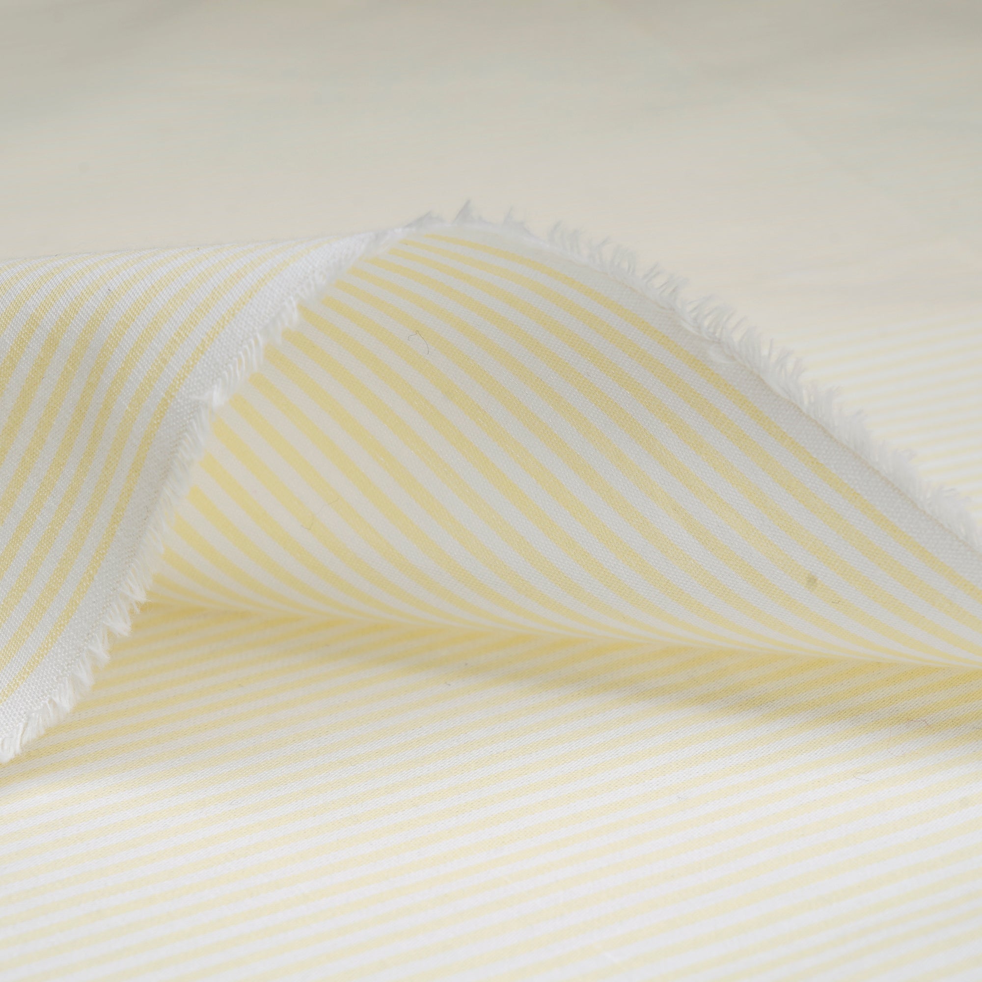 White-Yellow Stripe Pattern Yarn Dyed Cotton Fabric