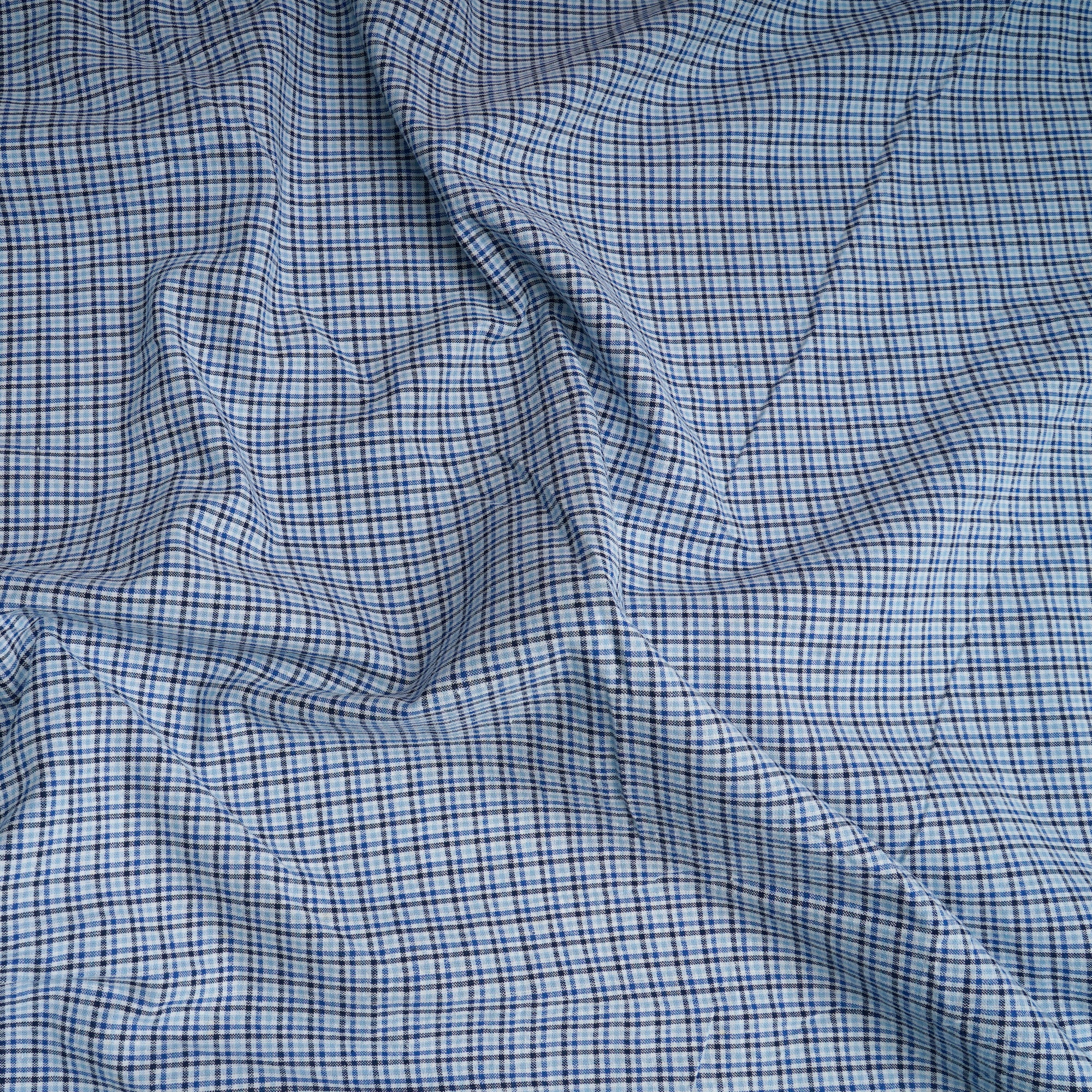 Blue Check Pattern Yarn Dyed Cotton Fabric