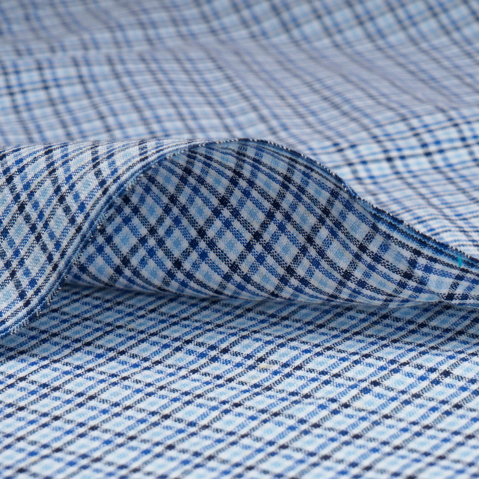 Blue Check Pattern Yarn Dyed Cotton Fabric