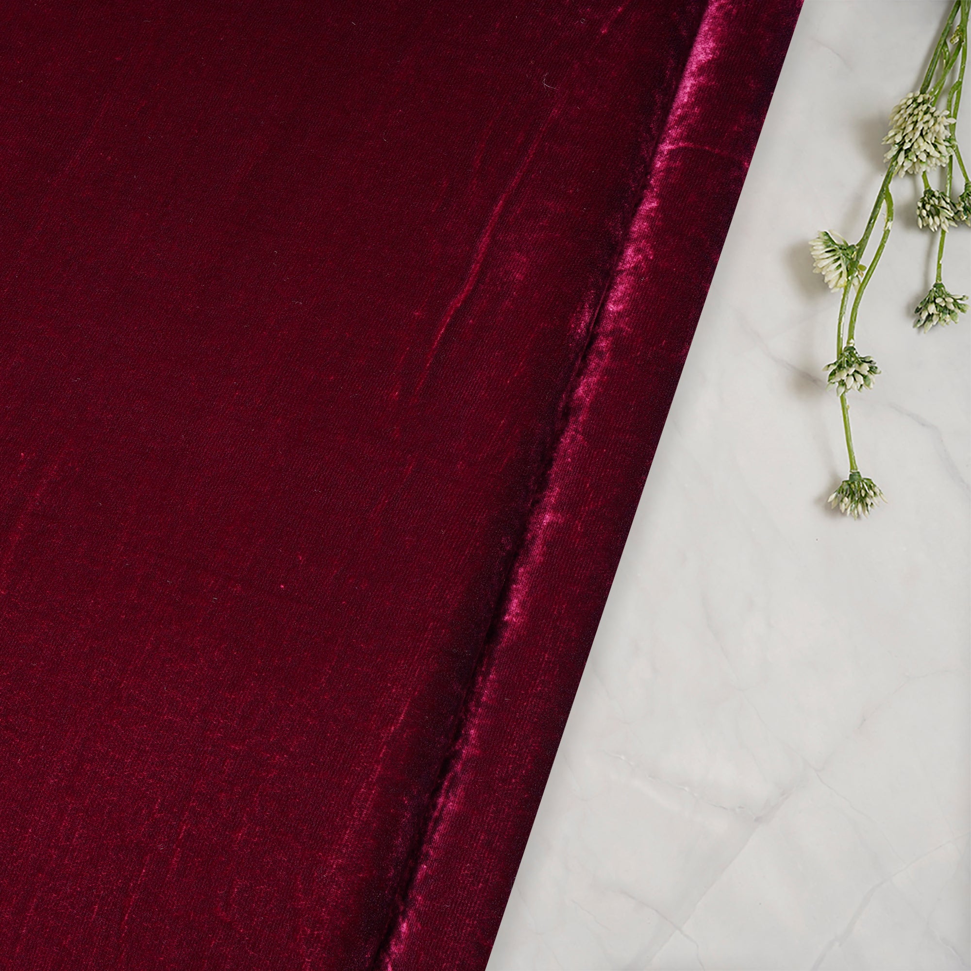 Maroon Imported Korean Velvet Fabric (44" Width)