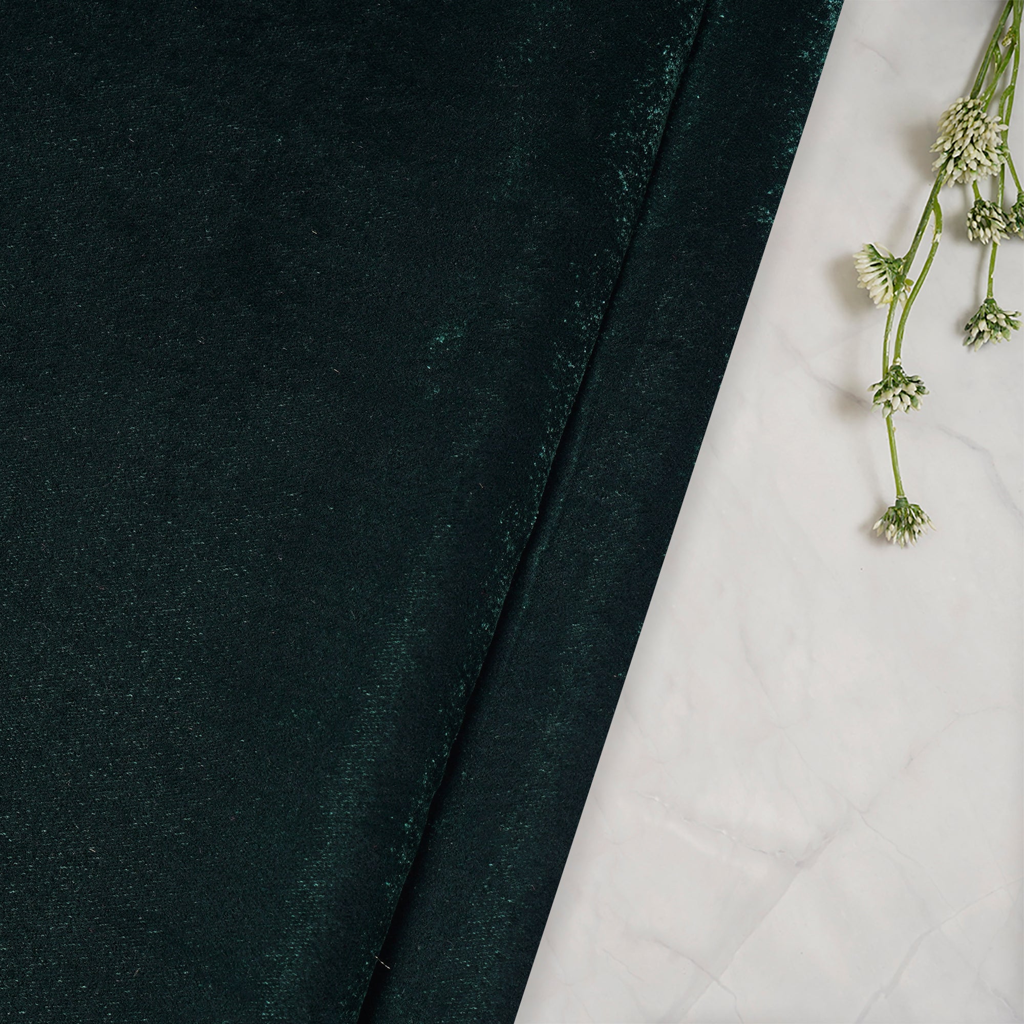 Deep Green Imported Korean Velvet Fabric (44" Width)