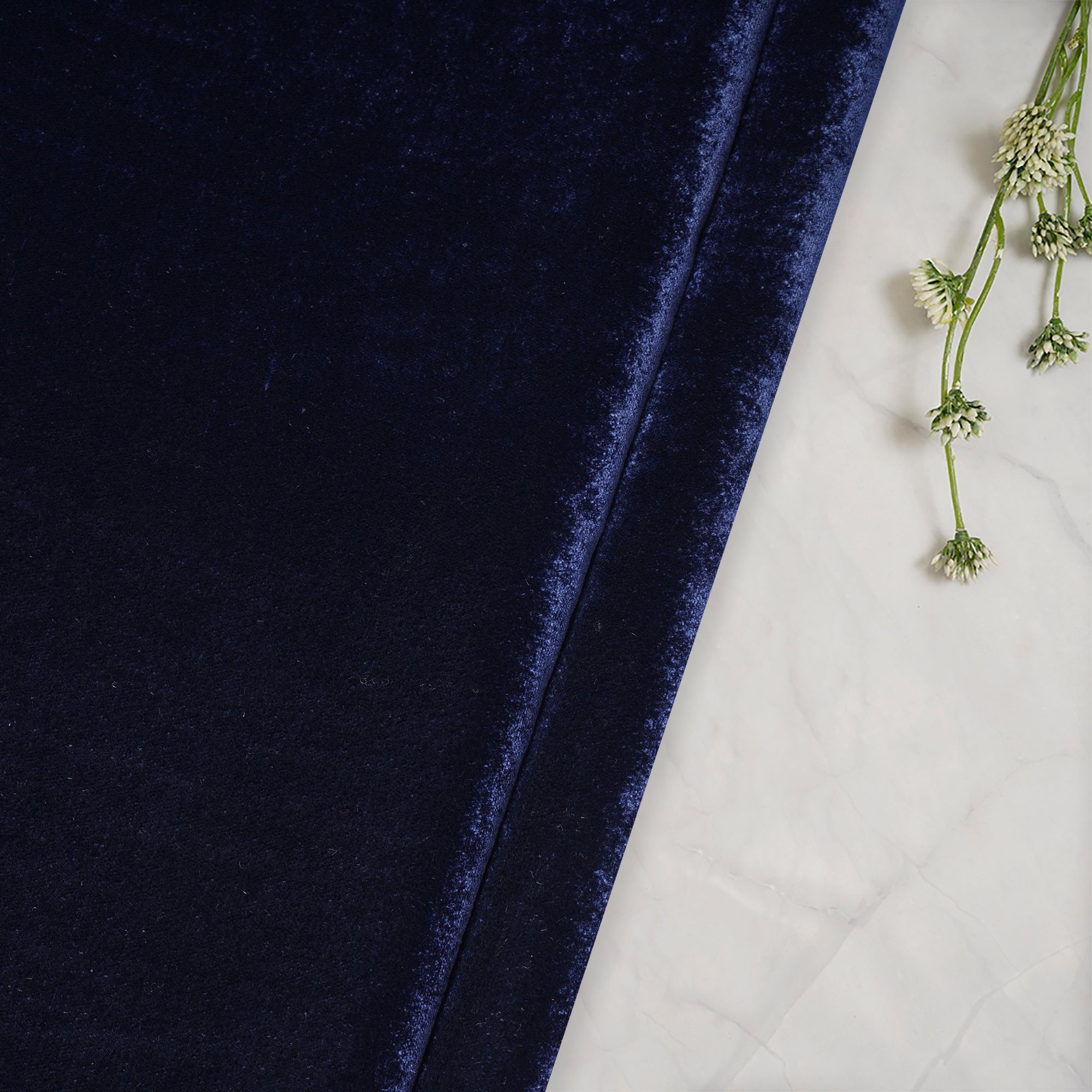 Navy Blue Imported Korean Velvet Fabric (44" Width)