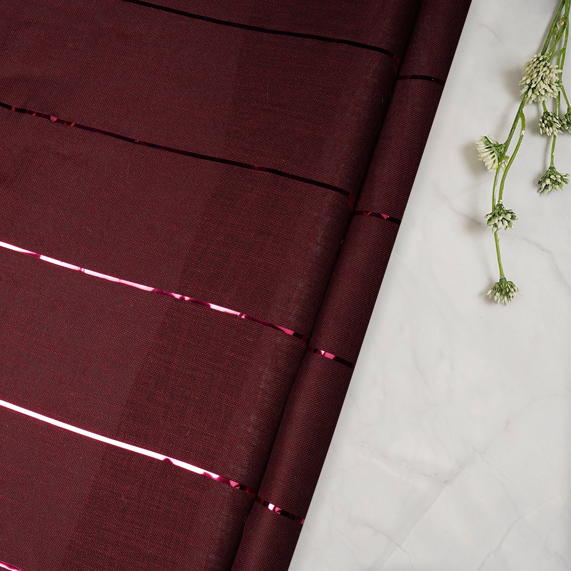 Tibetan Red Stripe Pattern Linen Fabric