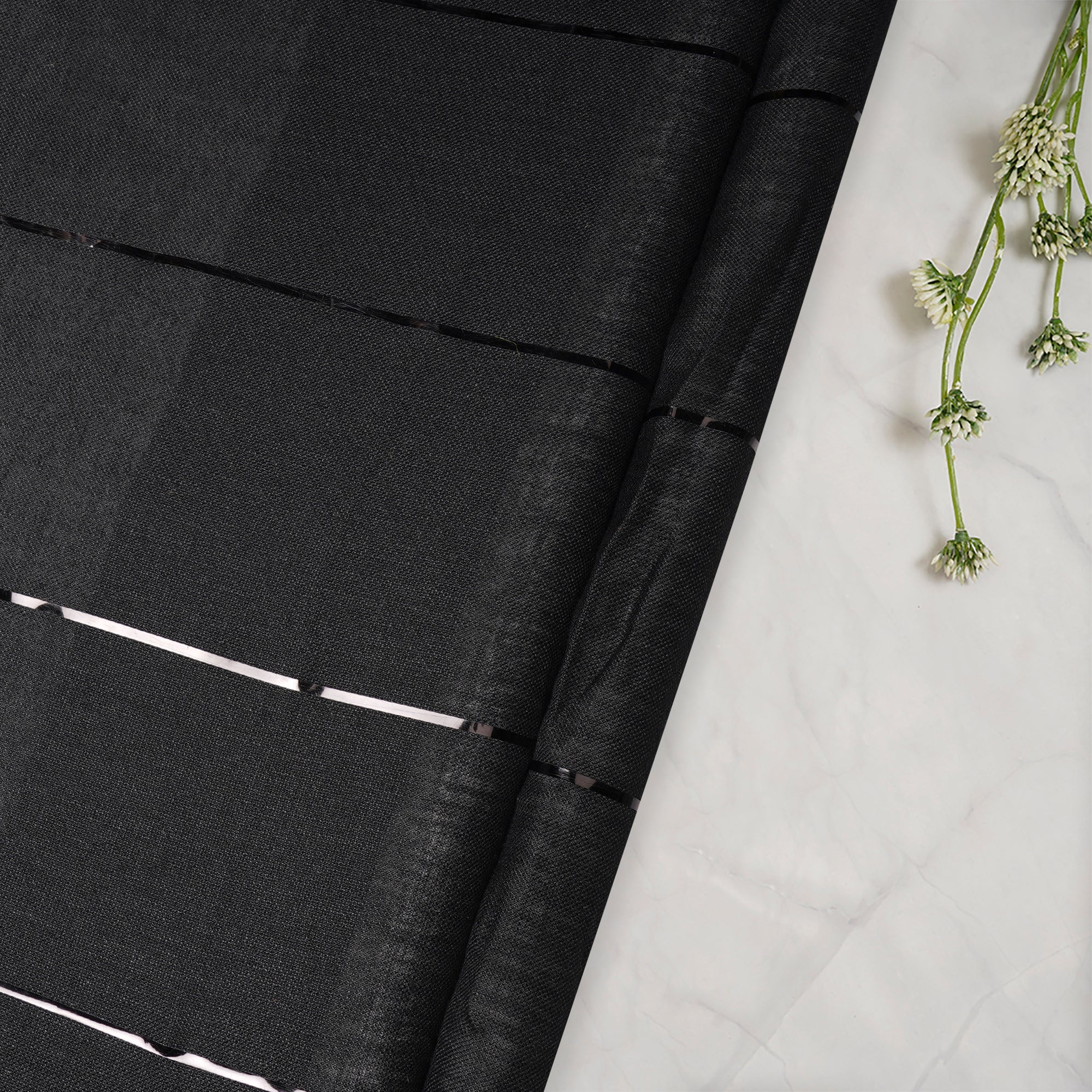 Black Stripe Pattern Linen Fabric