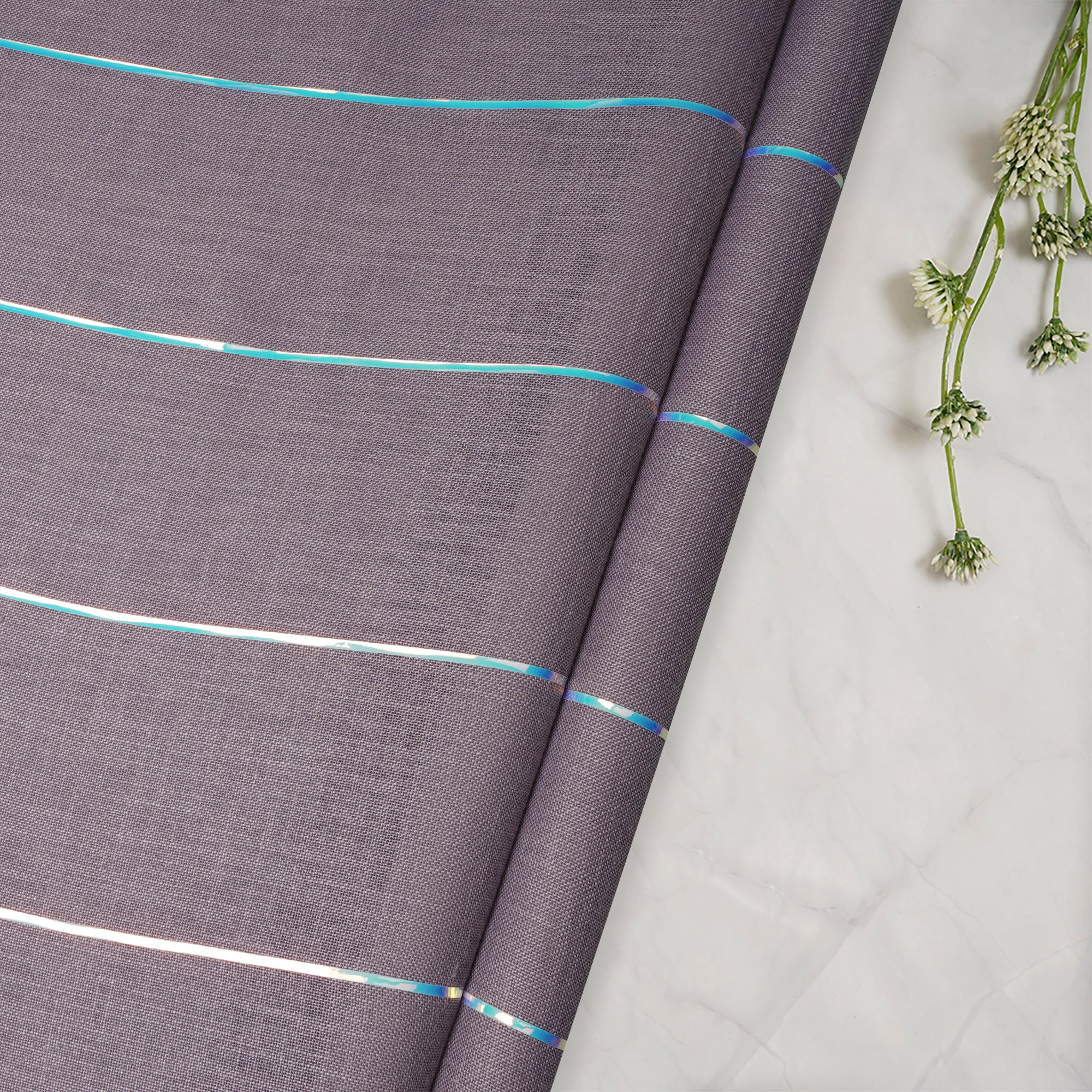 Burnished Lilac Stripe Pattern Linen Fabric