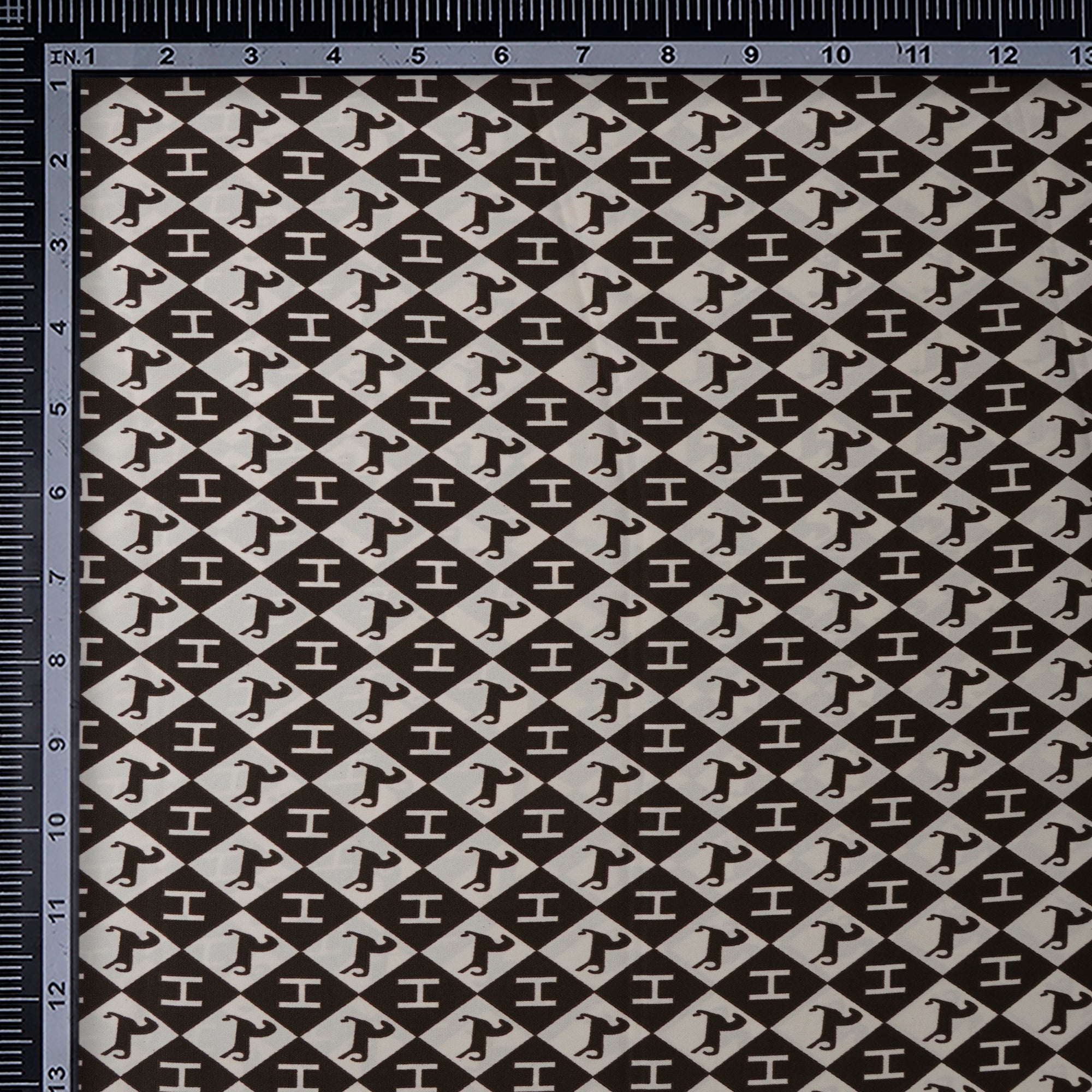 Off-White-Brown Animal Pattern Printed Crepe Fabric