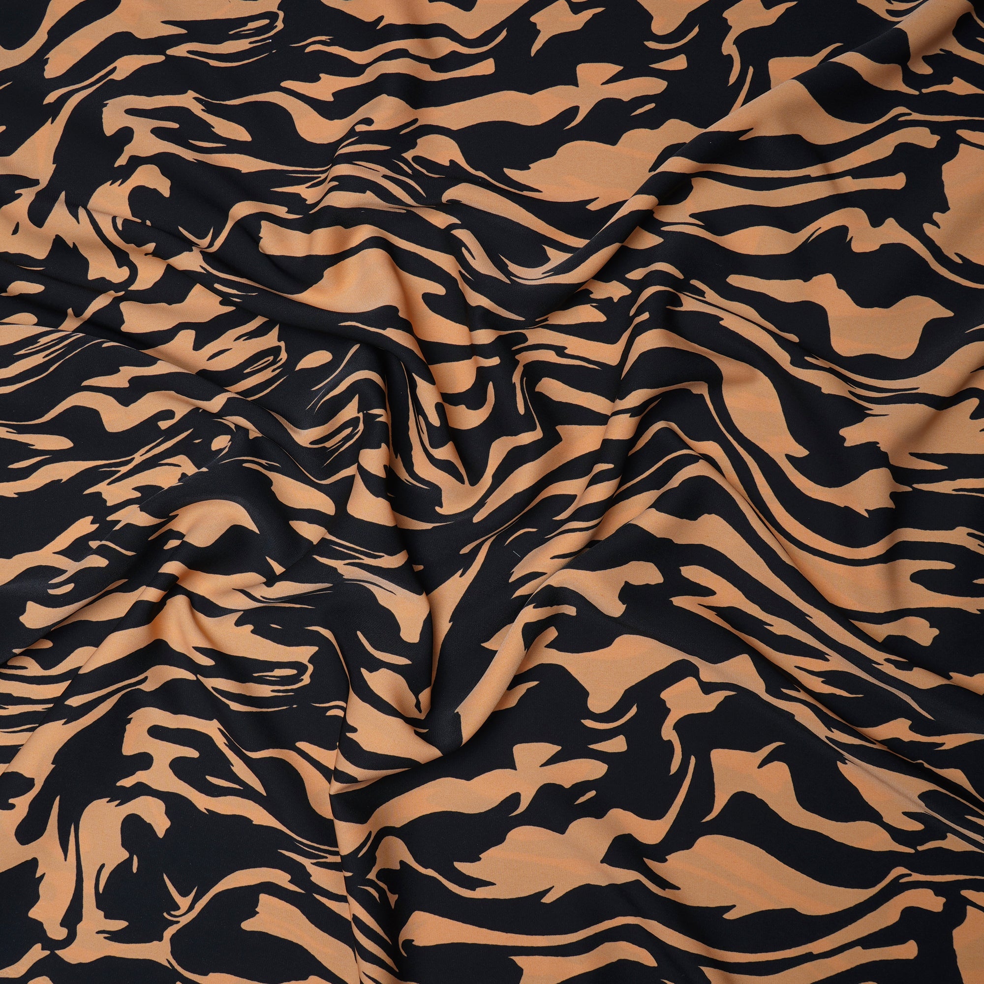 Black Abstract Pattern Printed Crepe Fabric