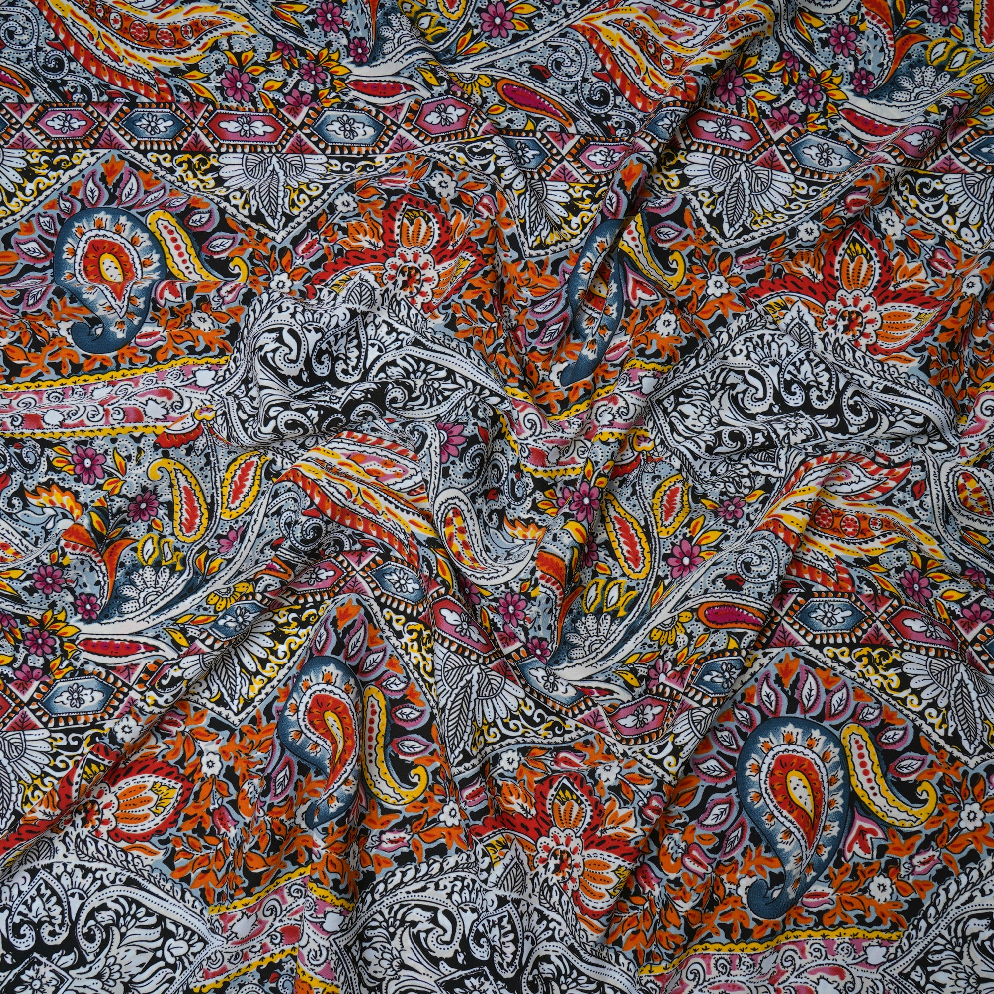 Multi Color Floral Pattern Printed Crepe Fabric