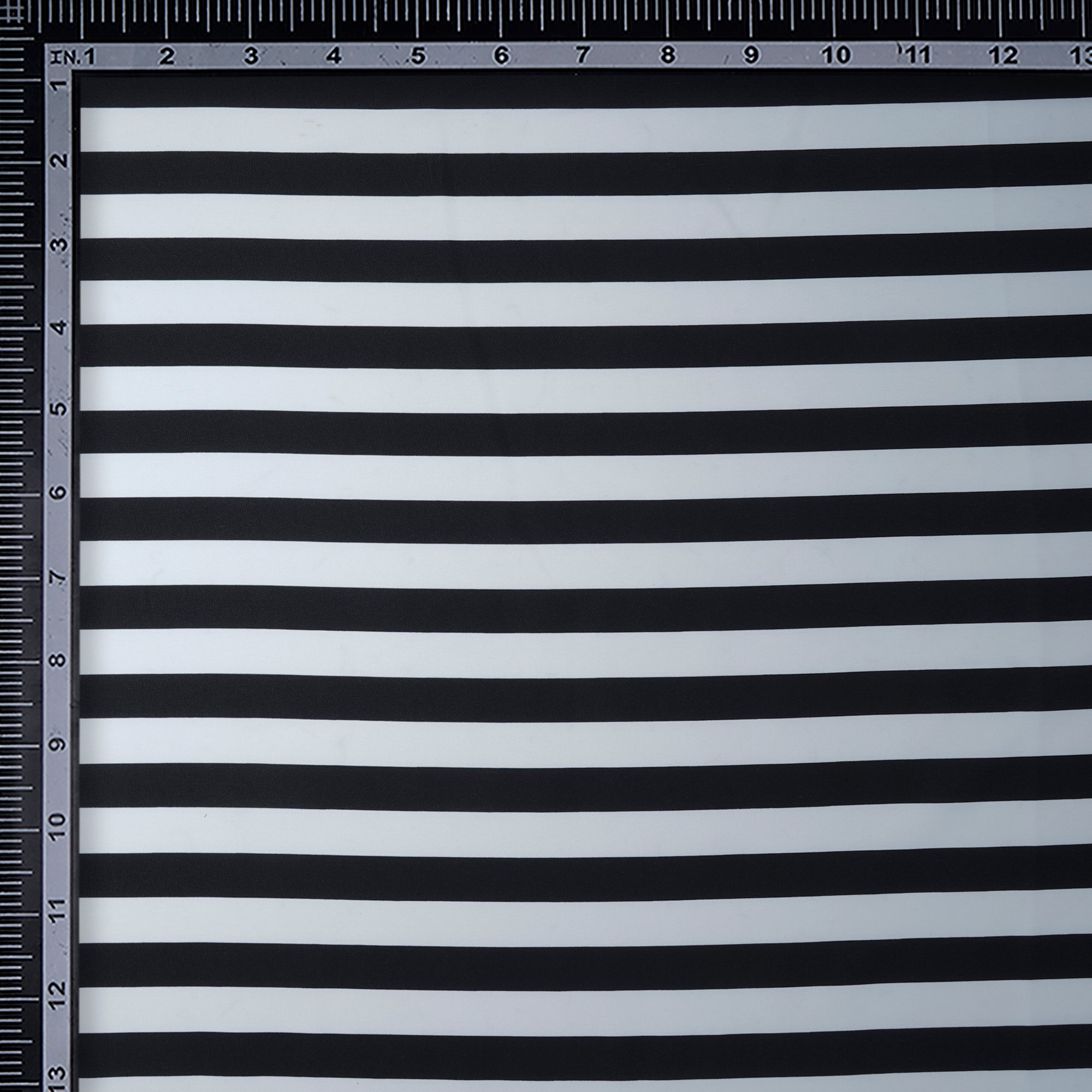 Black-White Stripe Pattern Printed Crepe Fabric