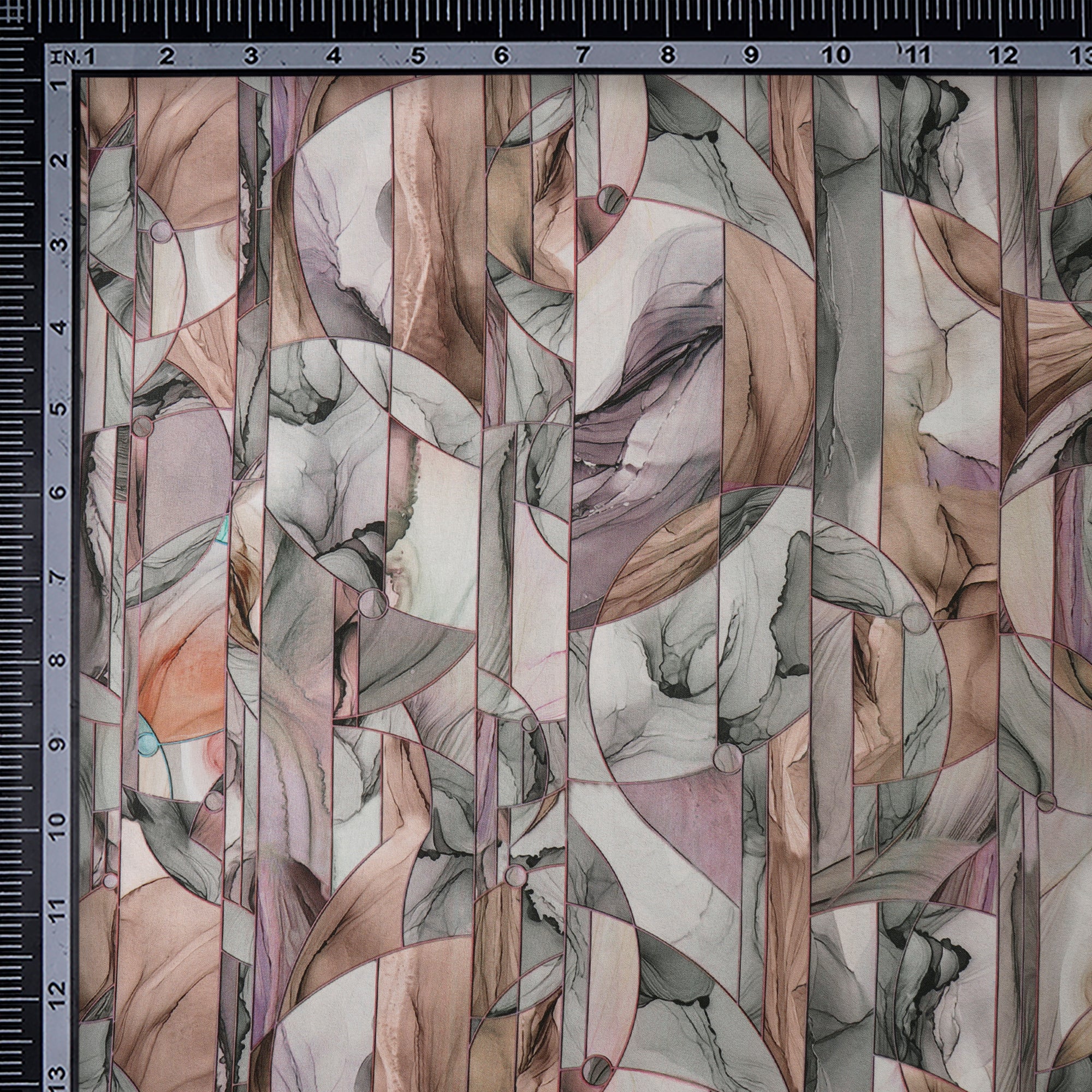 Multi Color Abstract Pattern Printed Crepe Fabric