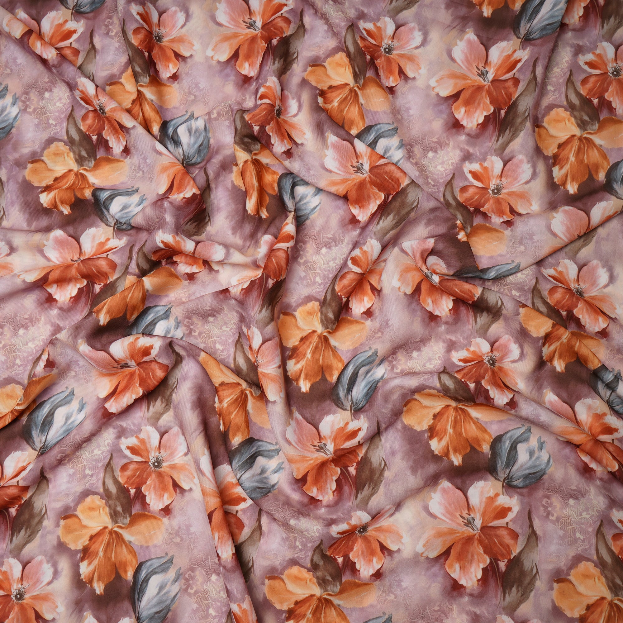 Multi Color Floral Pattern Printed Crepe Fabric