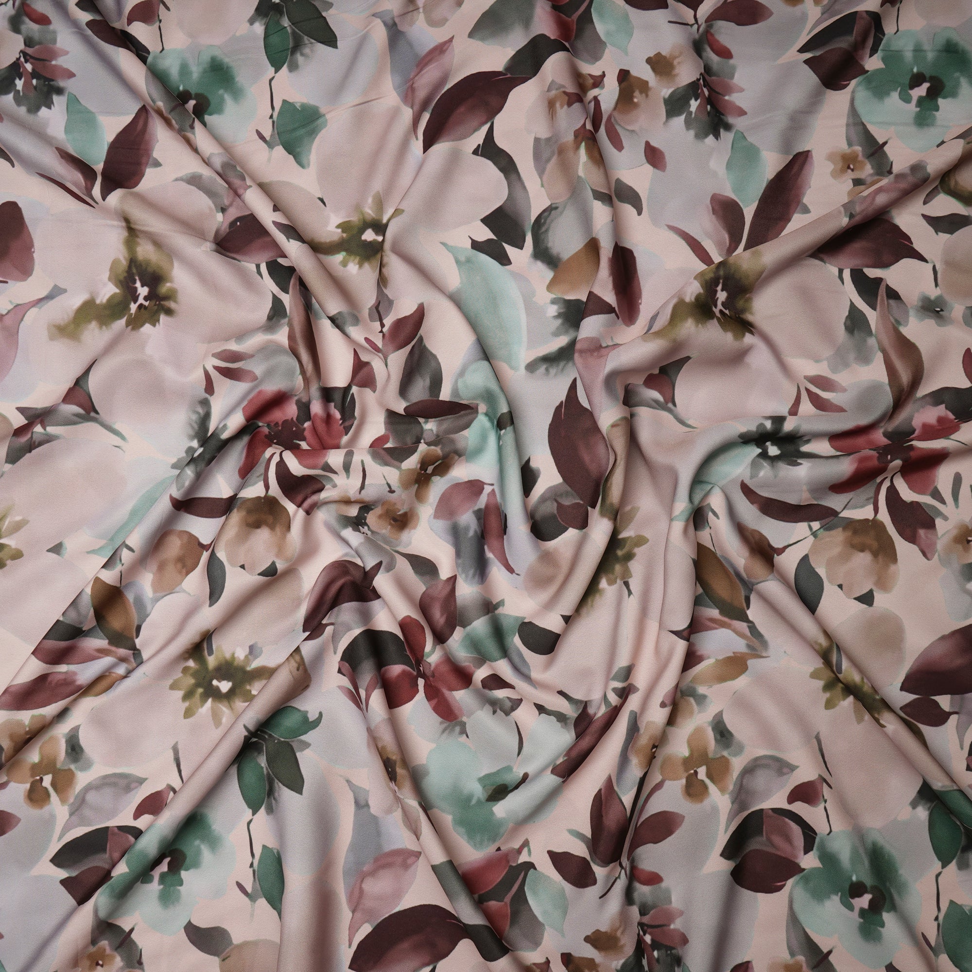 Multi Color Floral Pattern Printed Crepe Fabric