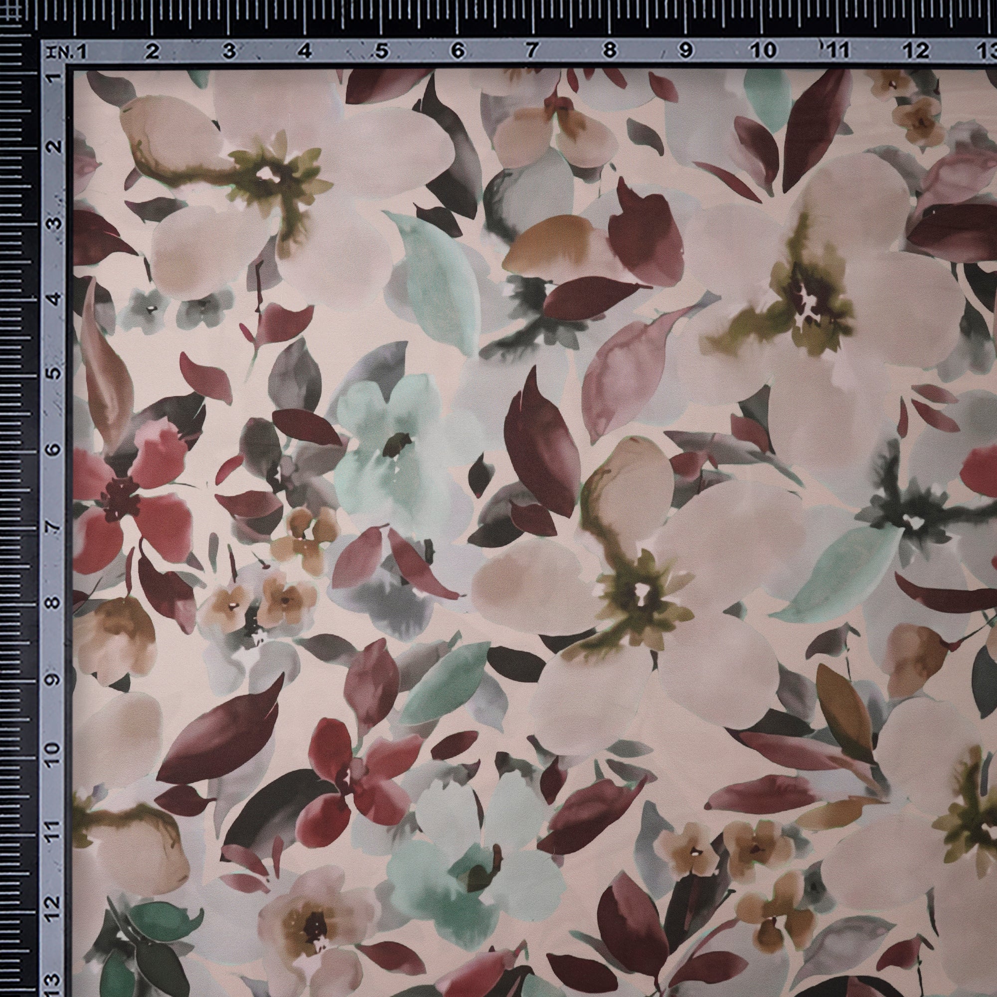 Multi Color Floral Pattern Printed Crepe Fabric