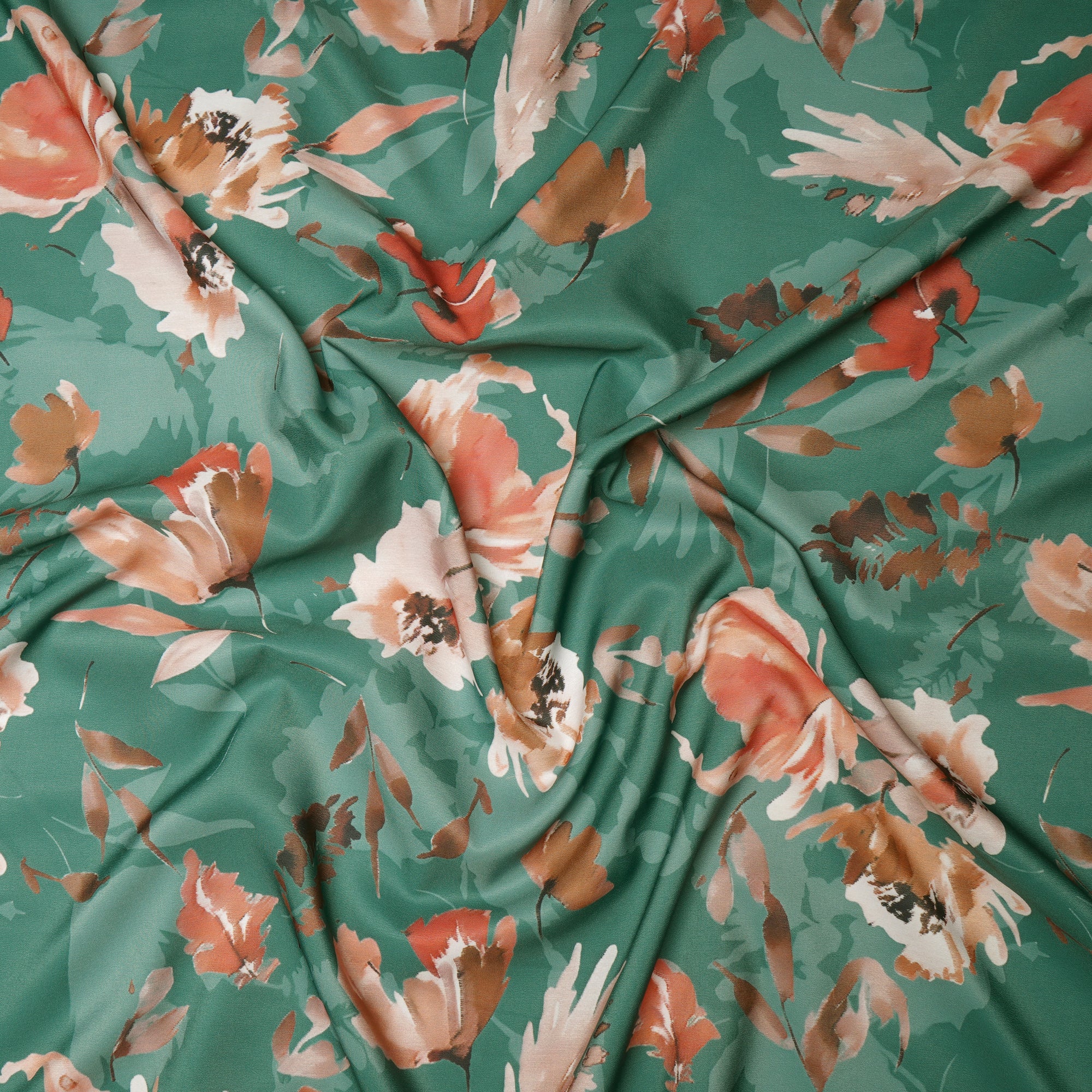 Greenbriar Floral Pattern Printed Crepe Fabric