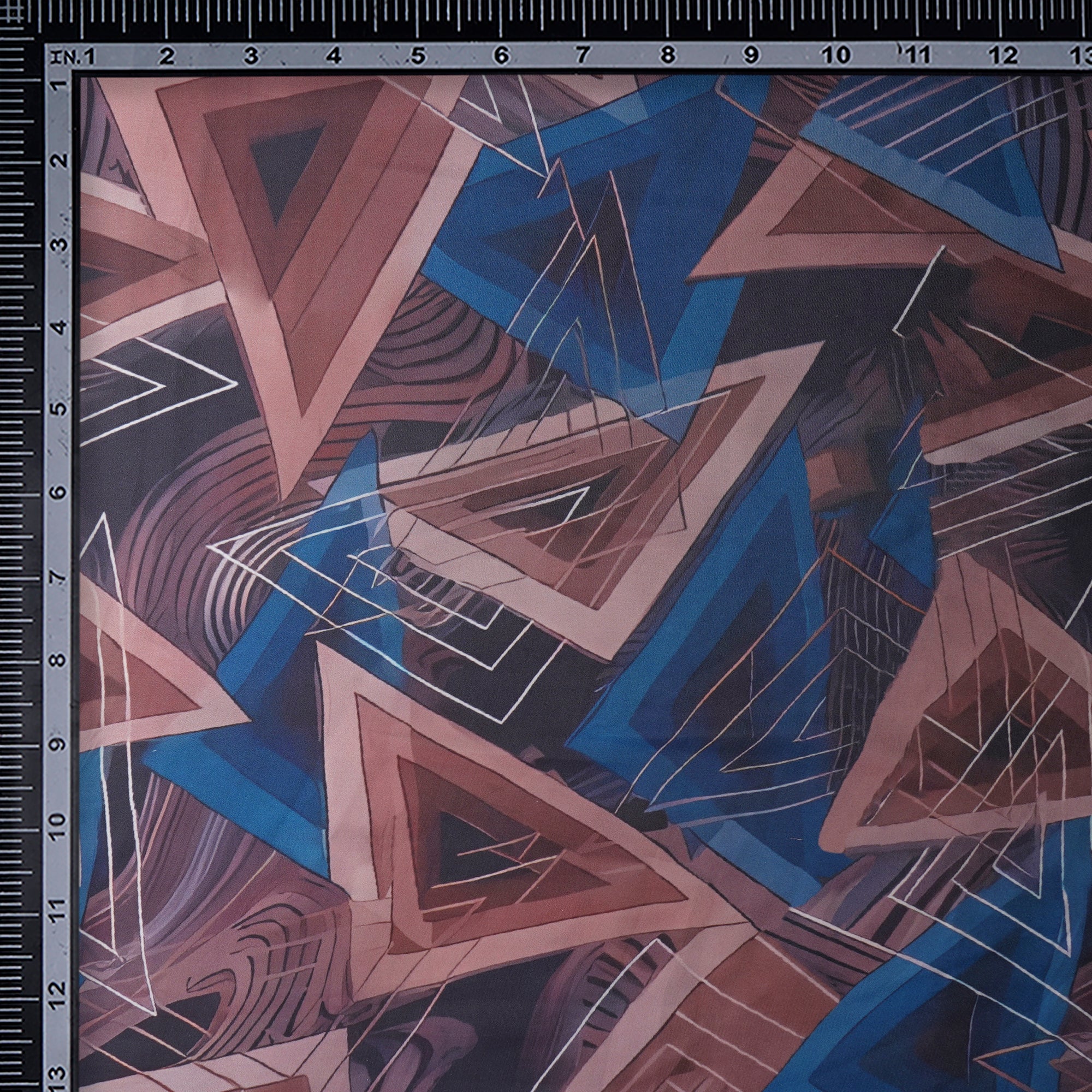 Multi Color Geometric Pattern Printed Satin Fabric