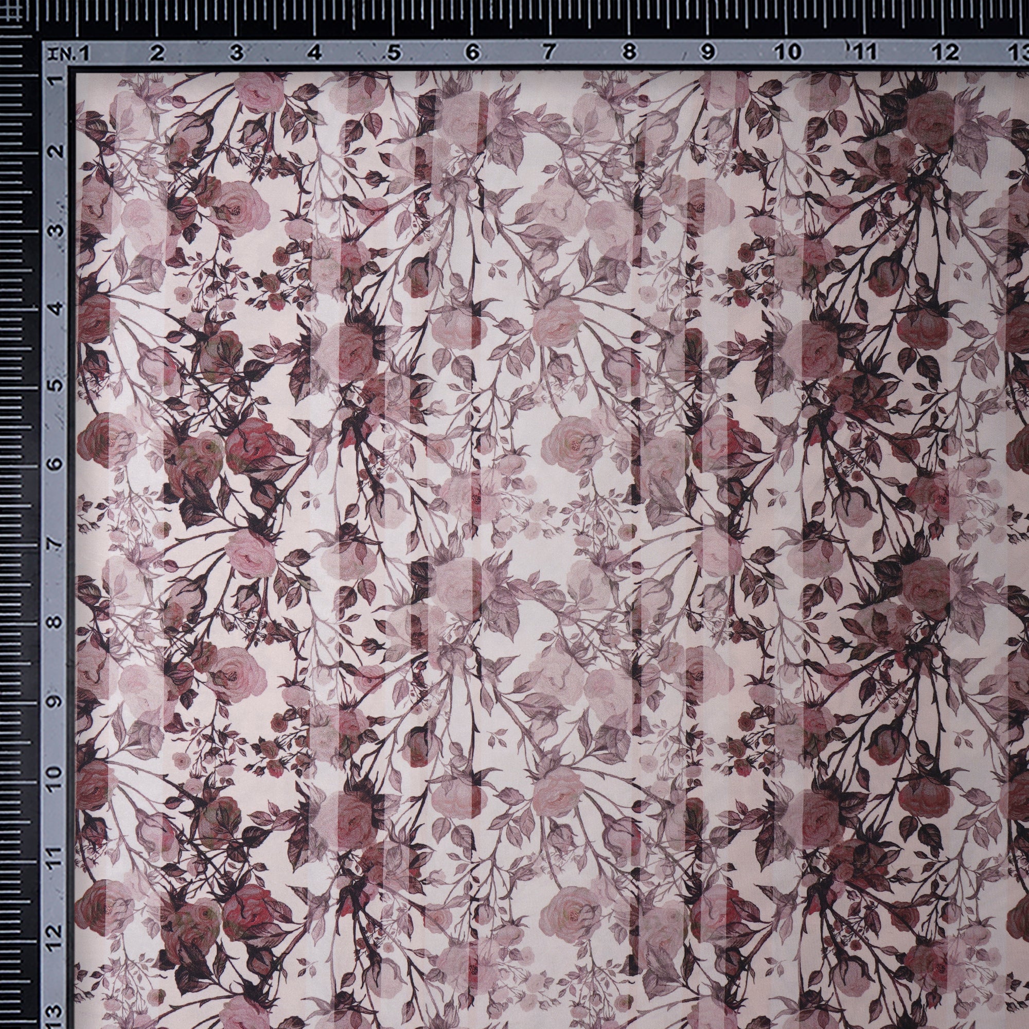 Powder Pink Floral Pattern Printed Satin Fabric