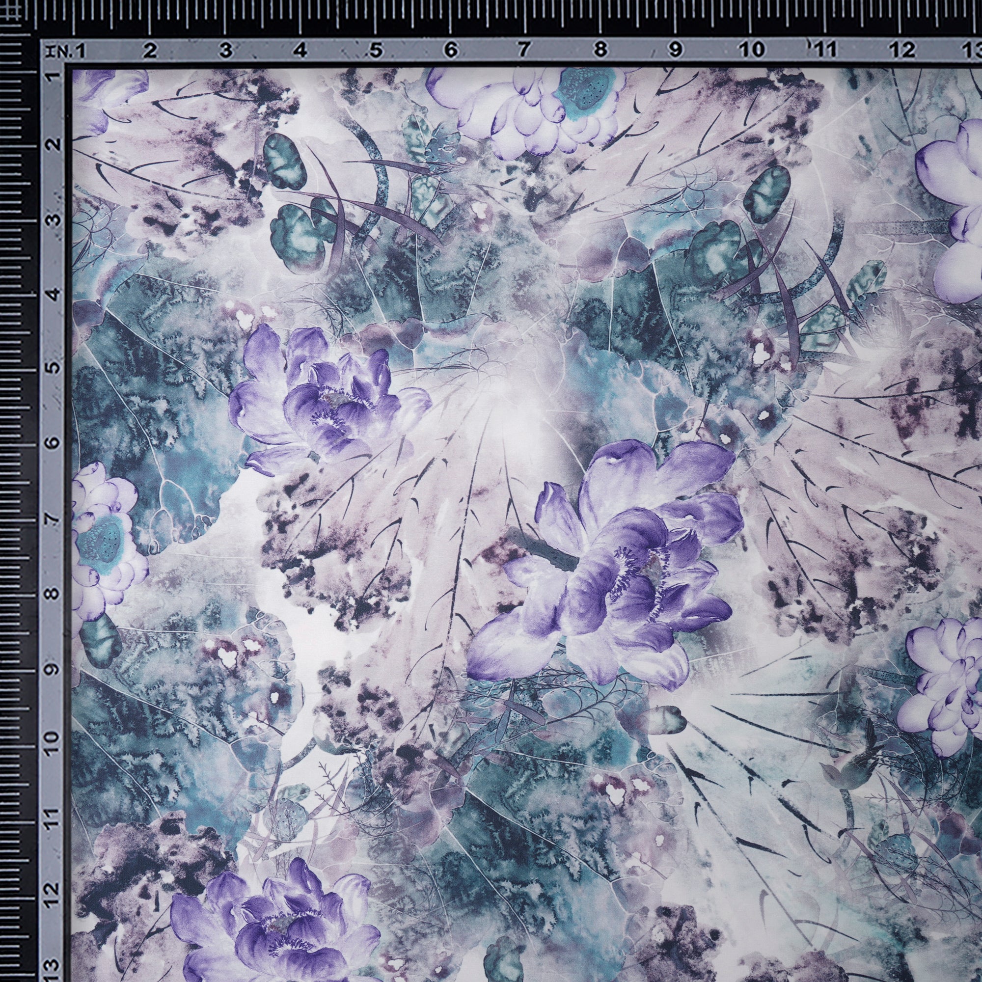 Multi Color Floral Pattern Printed Satin Fabric