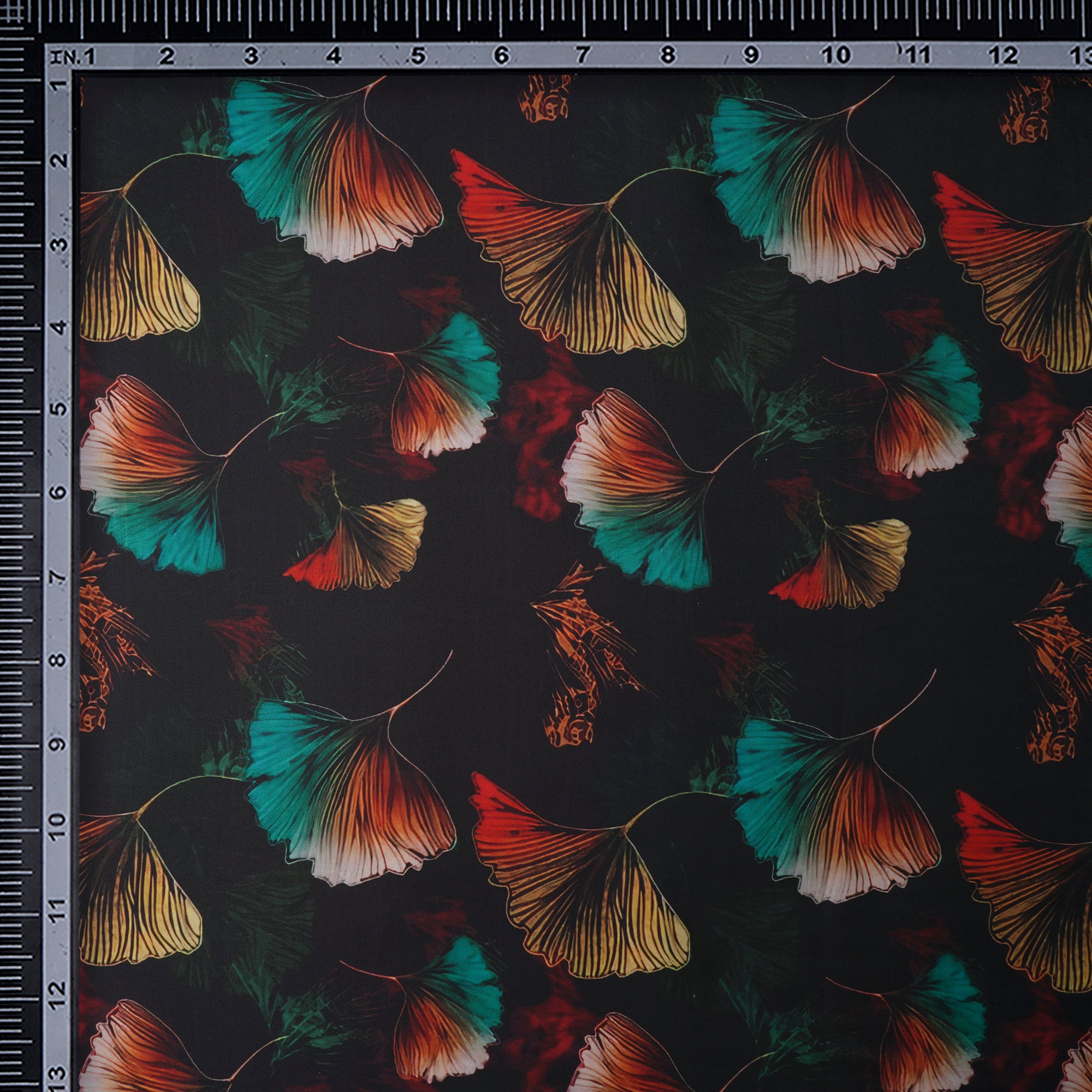 Black Floral Pattern Printed Satin Fabric