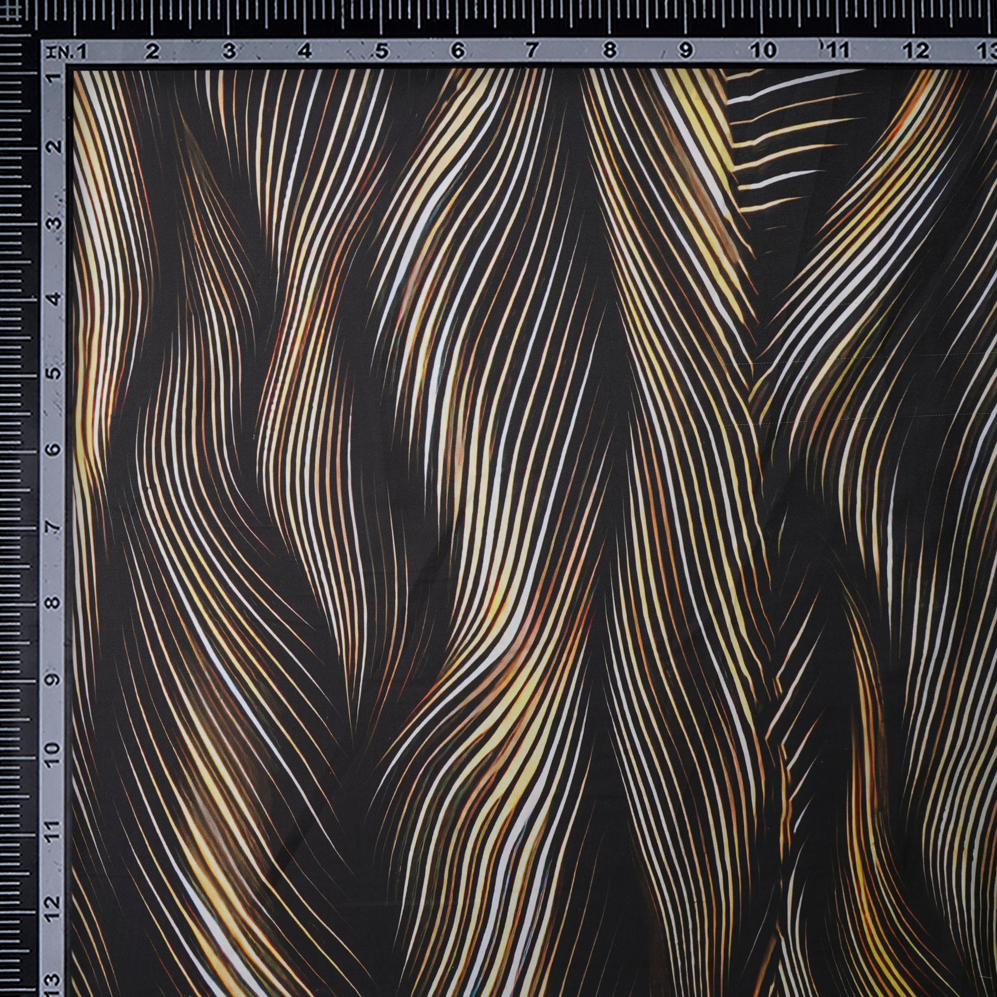 Black All Over Pattern Printed Satin Fabric