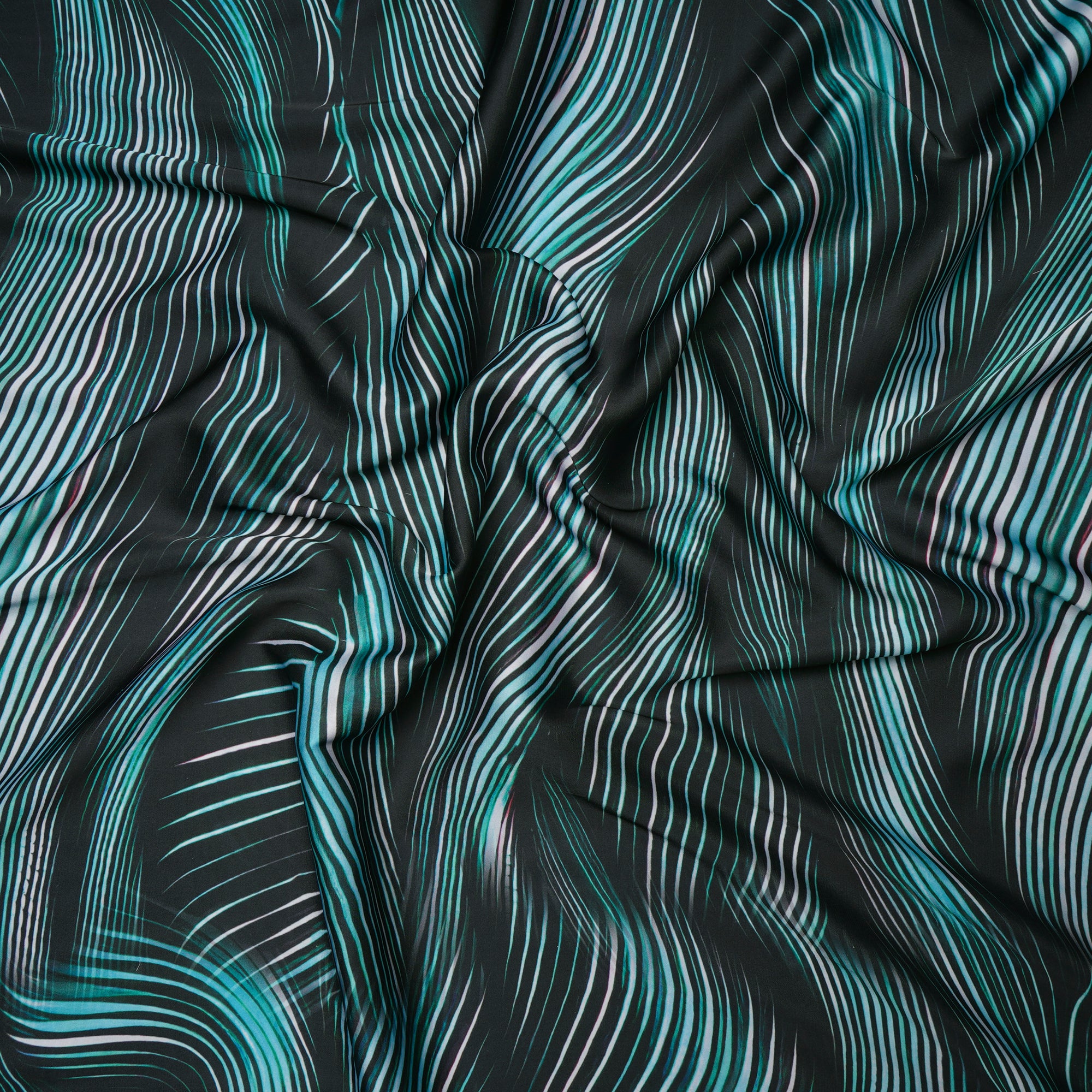 Black All Over Pattern Printed Satin Fabric