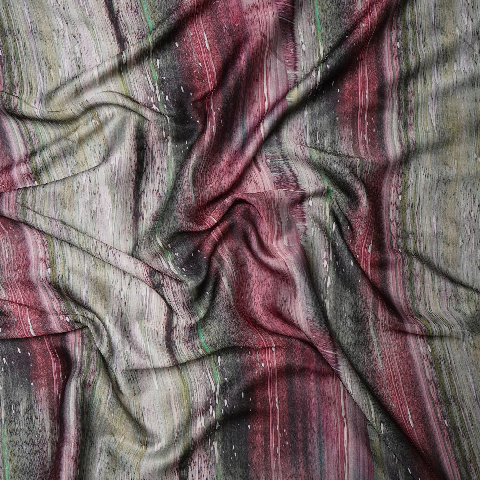 Multi Color Abstract Pattern Printed Satin Fabric