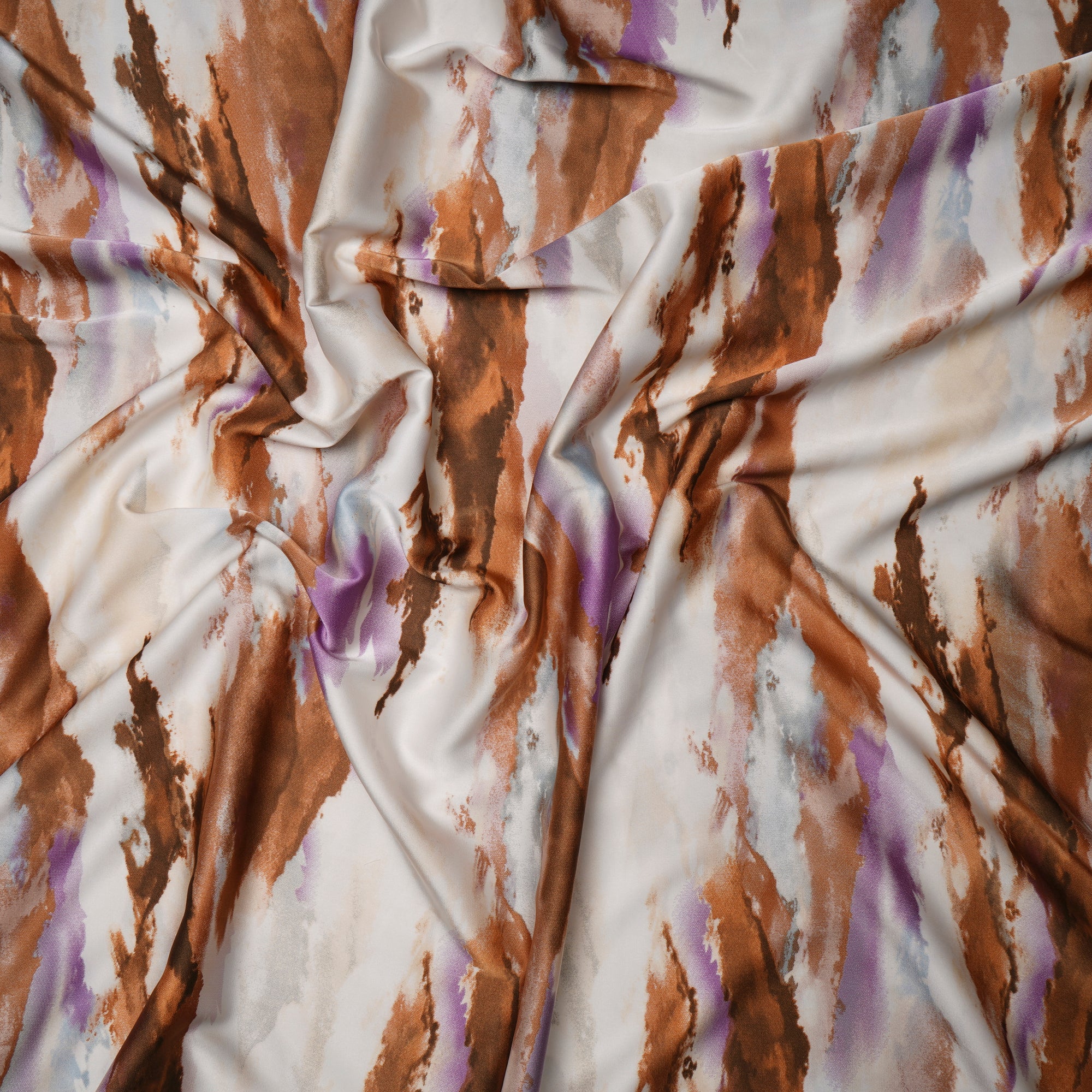 Multi Color Abstract Pattern Printed Satin Fabric