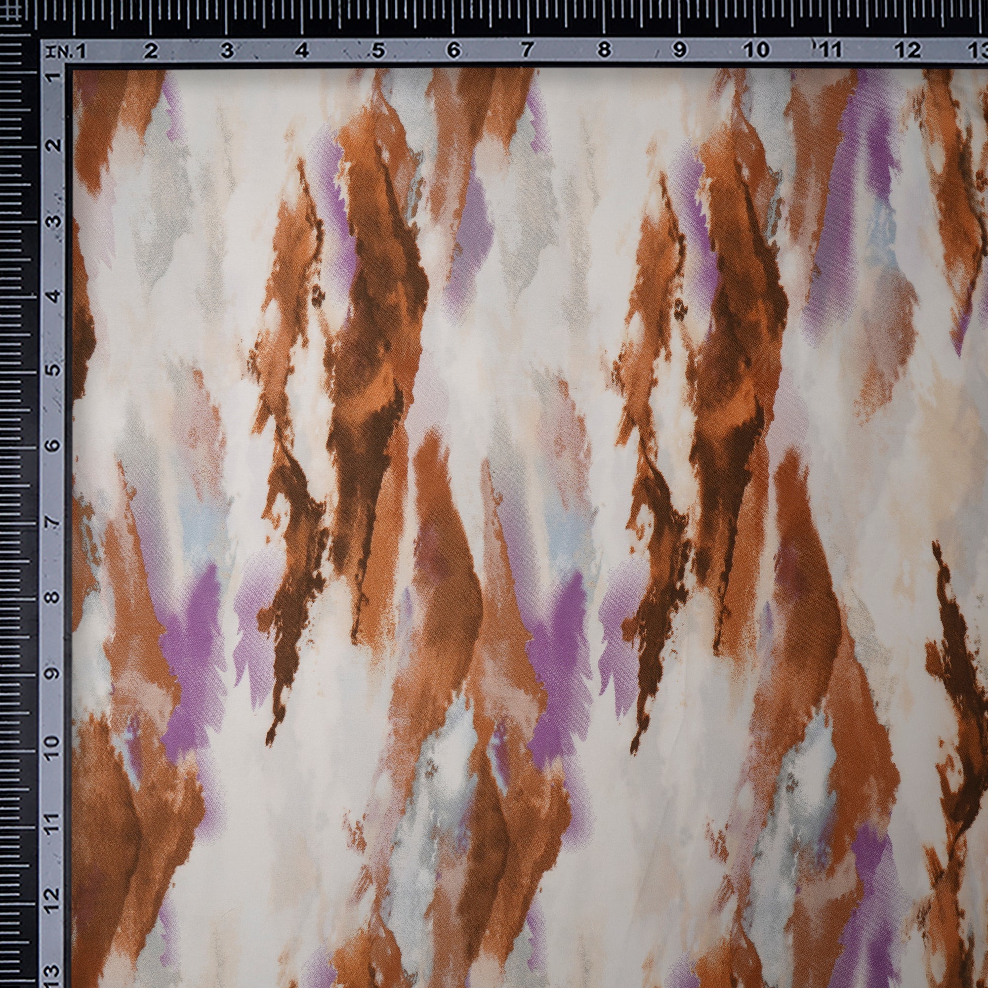 Multi Color Abstract Pattern Printed Satin Fabric