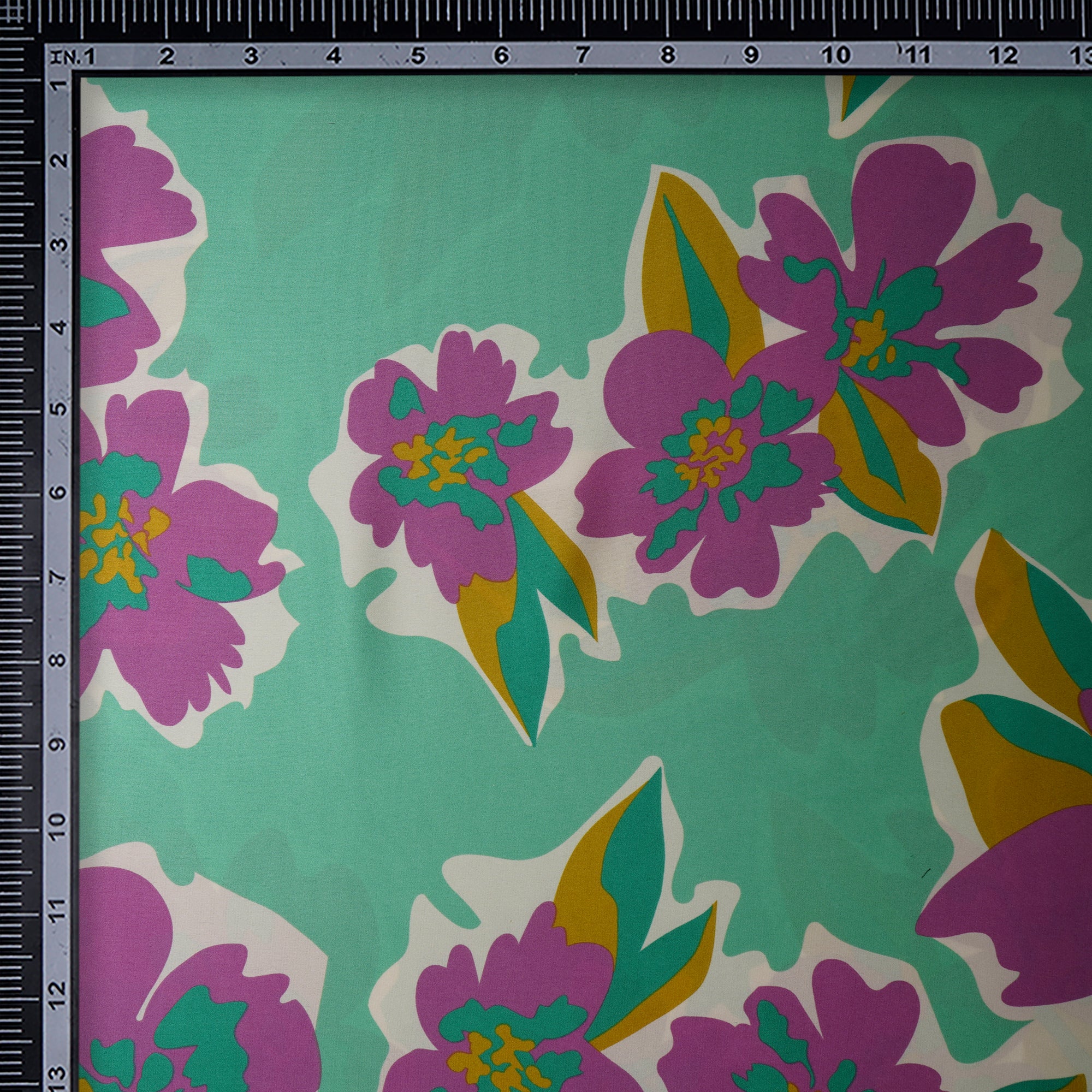 Multi Color Floral Pattern Printed Satin Fabric