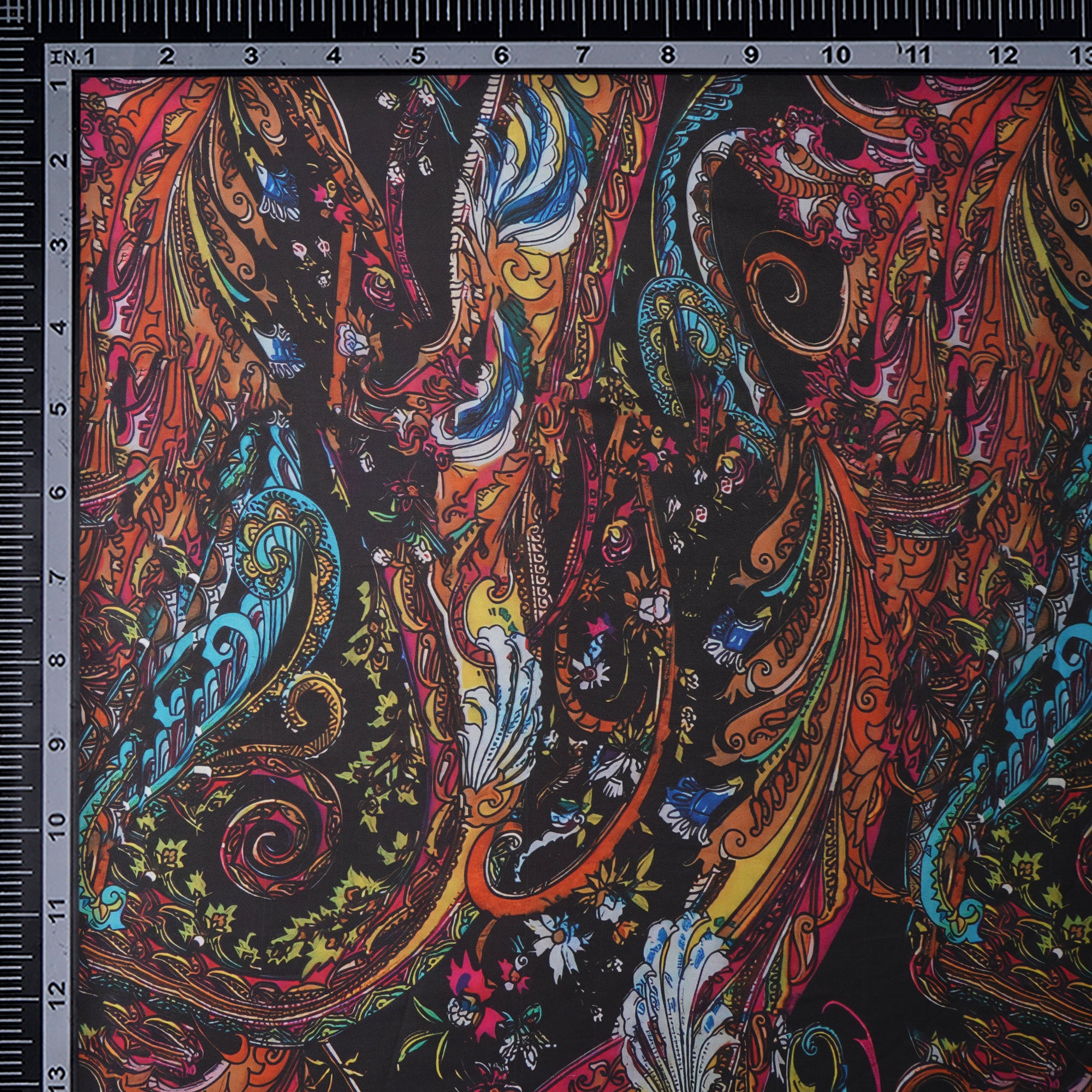 Multi Color All Over Pattern Printed Satin Fabric