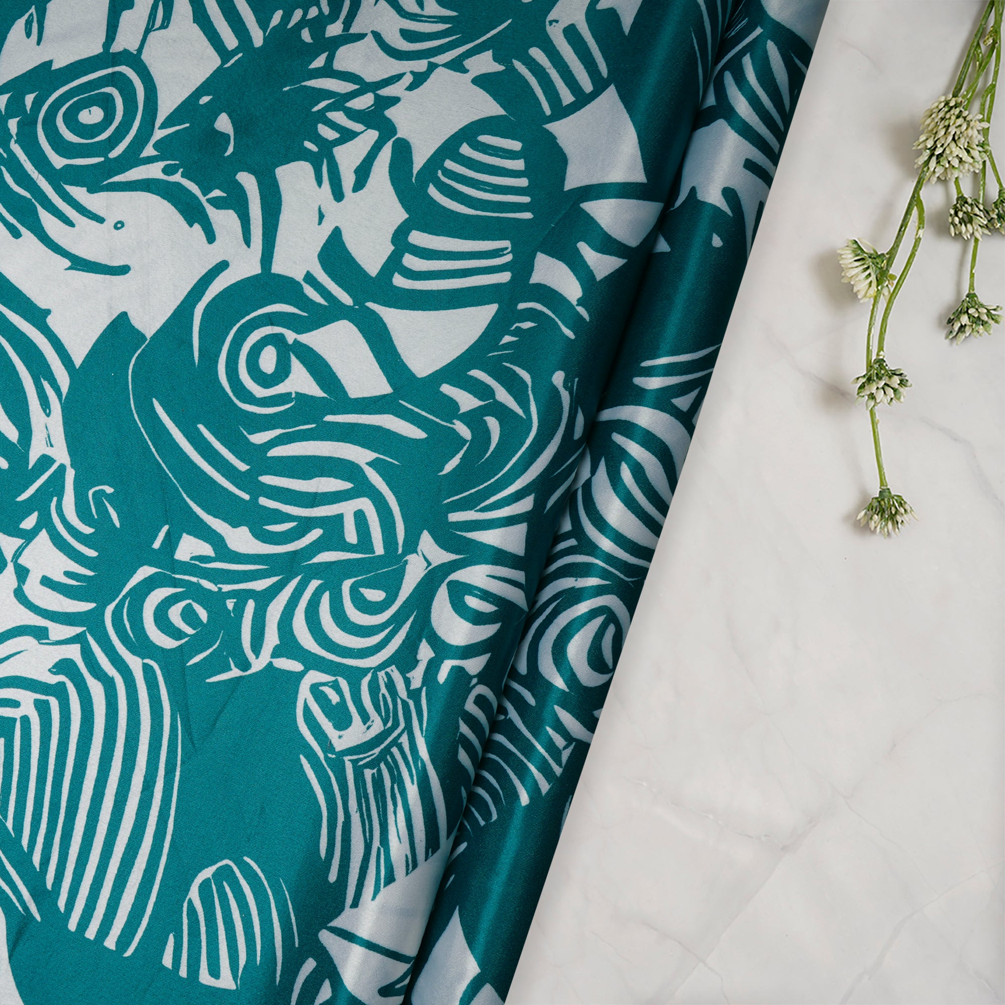 Buy Kayaking All Over Pattern Printed Satin Fabric @ Rs.549 per meter ...