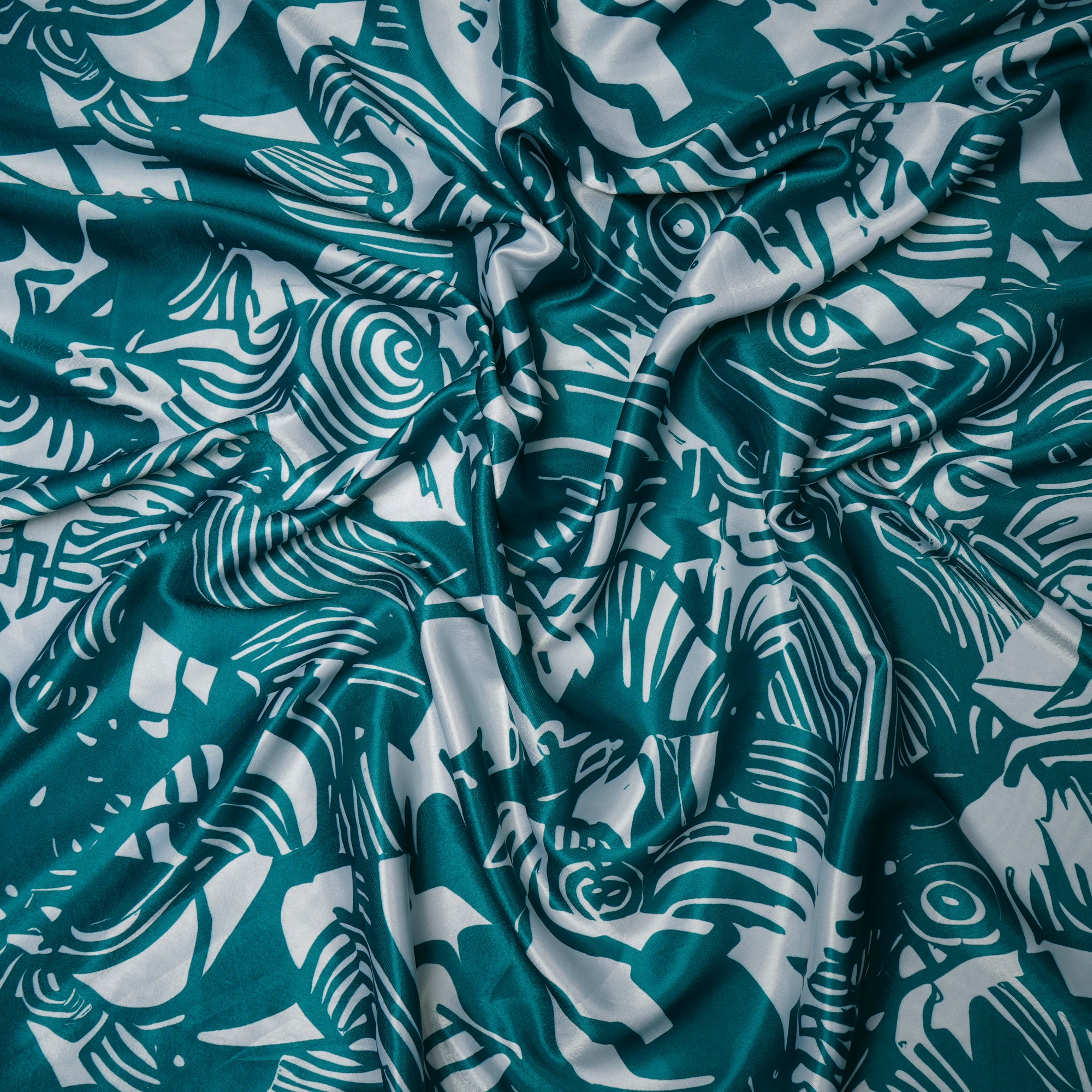 Kayaking All Over Pattern Printed Satin Fabric