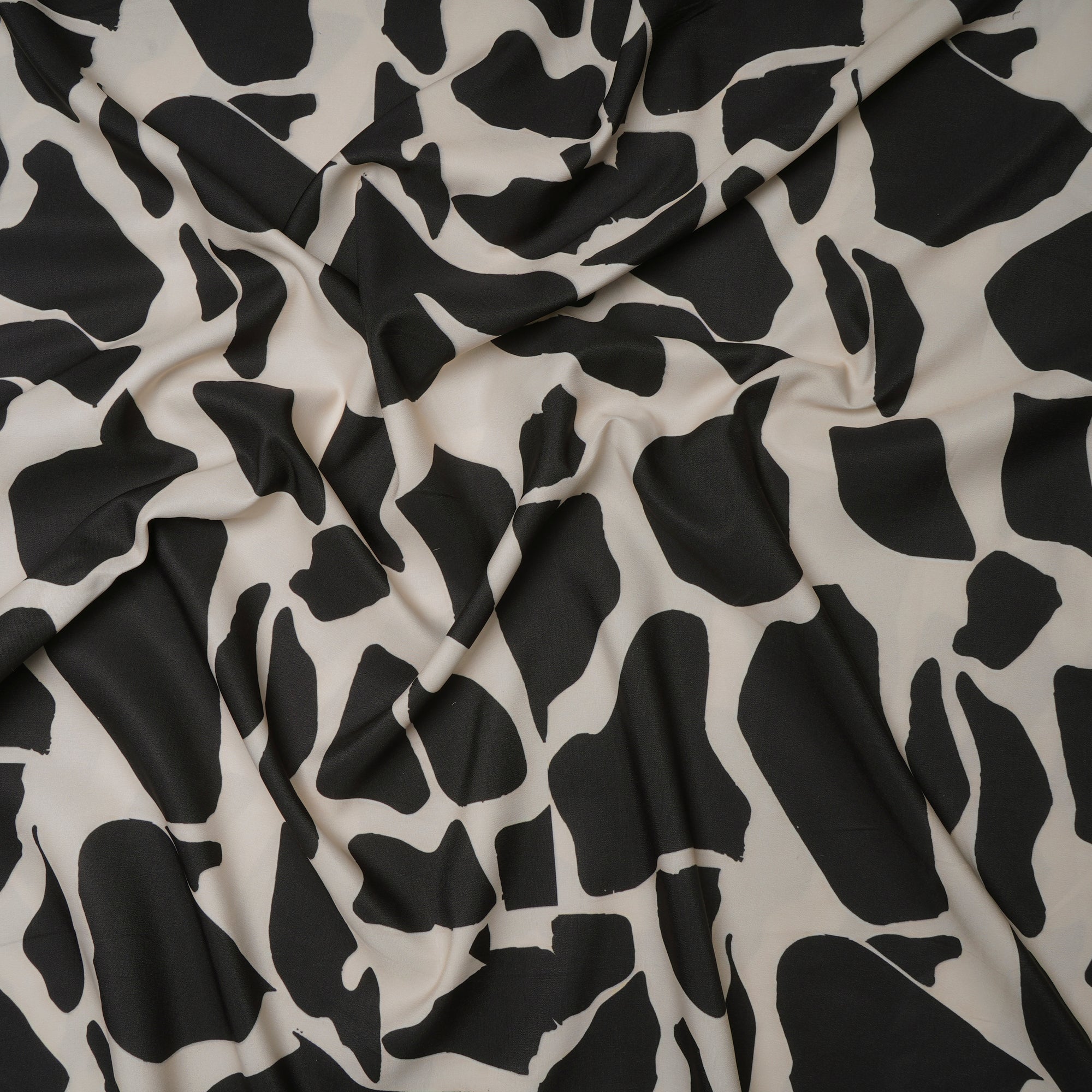 Off-White Abstract Pattern Printed Satin Fabric