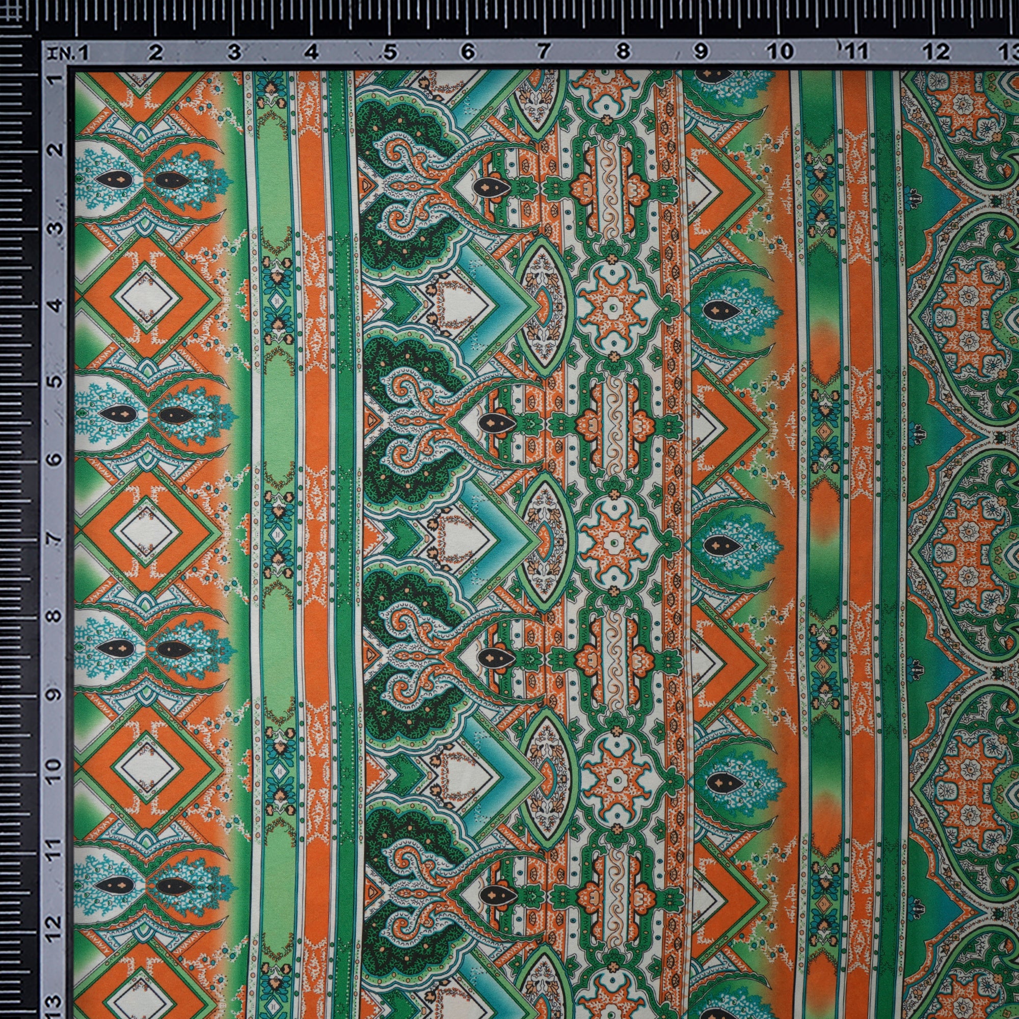 Green Floral Pattern Printed Satin Fabric