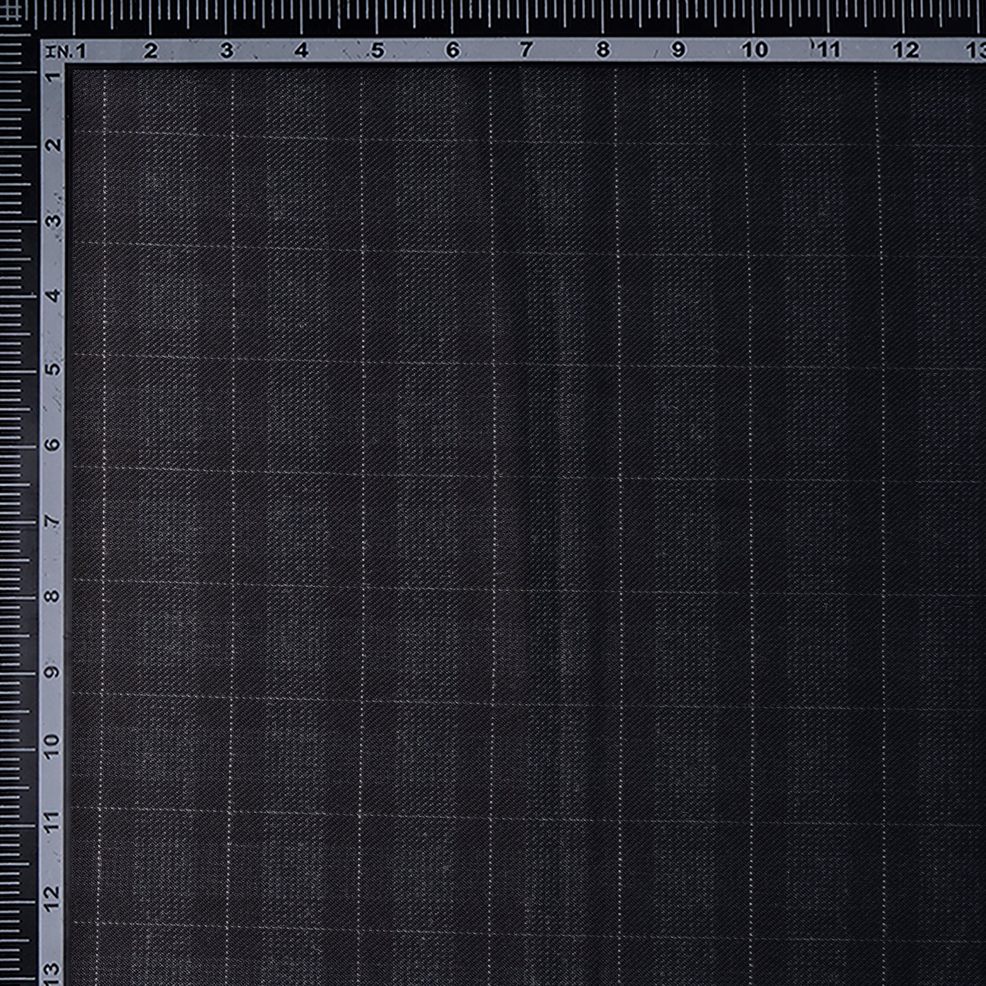 Black-Blue Check Pattern Woolen Tweed Fabric