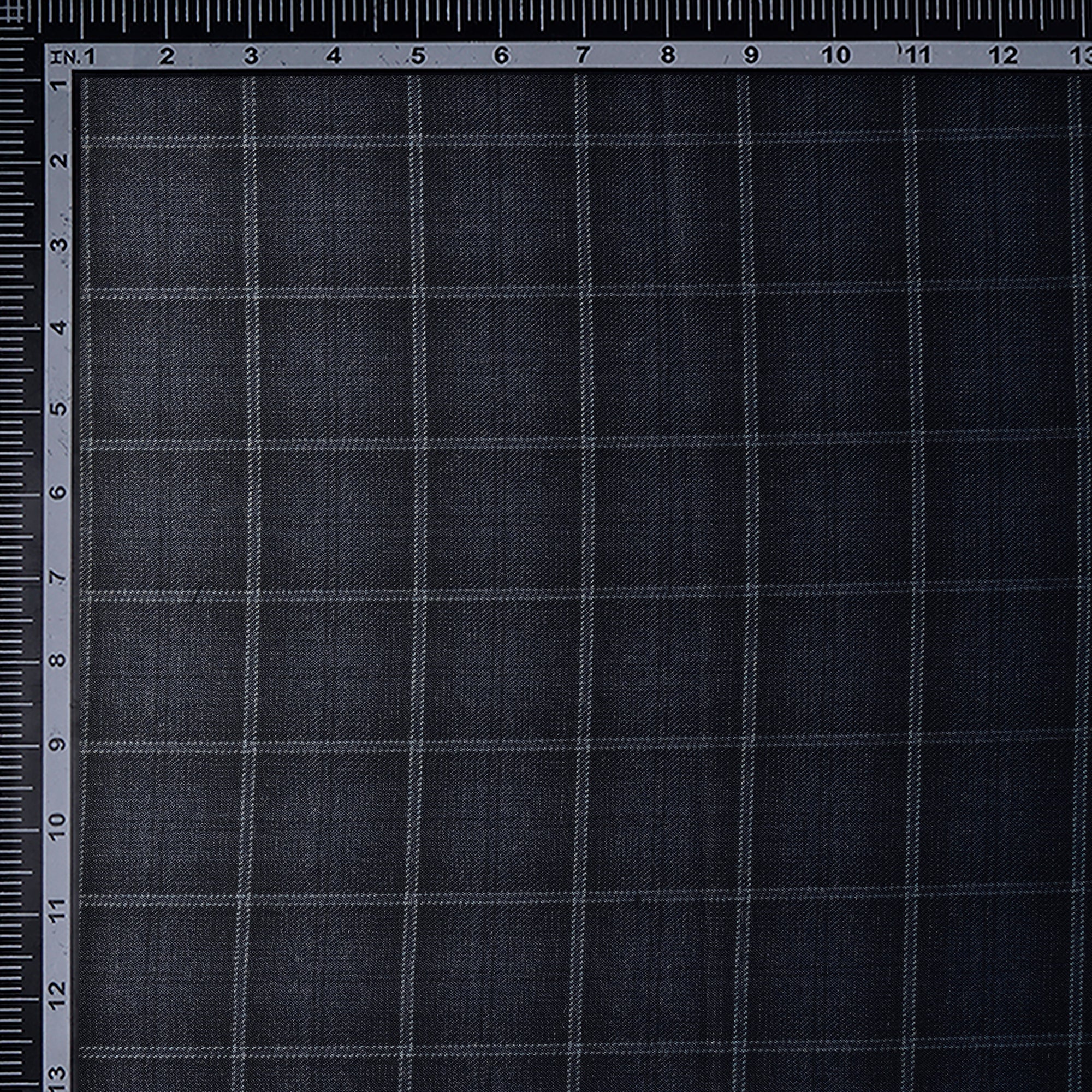 Black-Blue Check Pattern Woolen Tweed Fabric