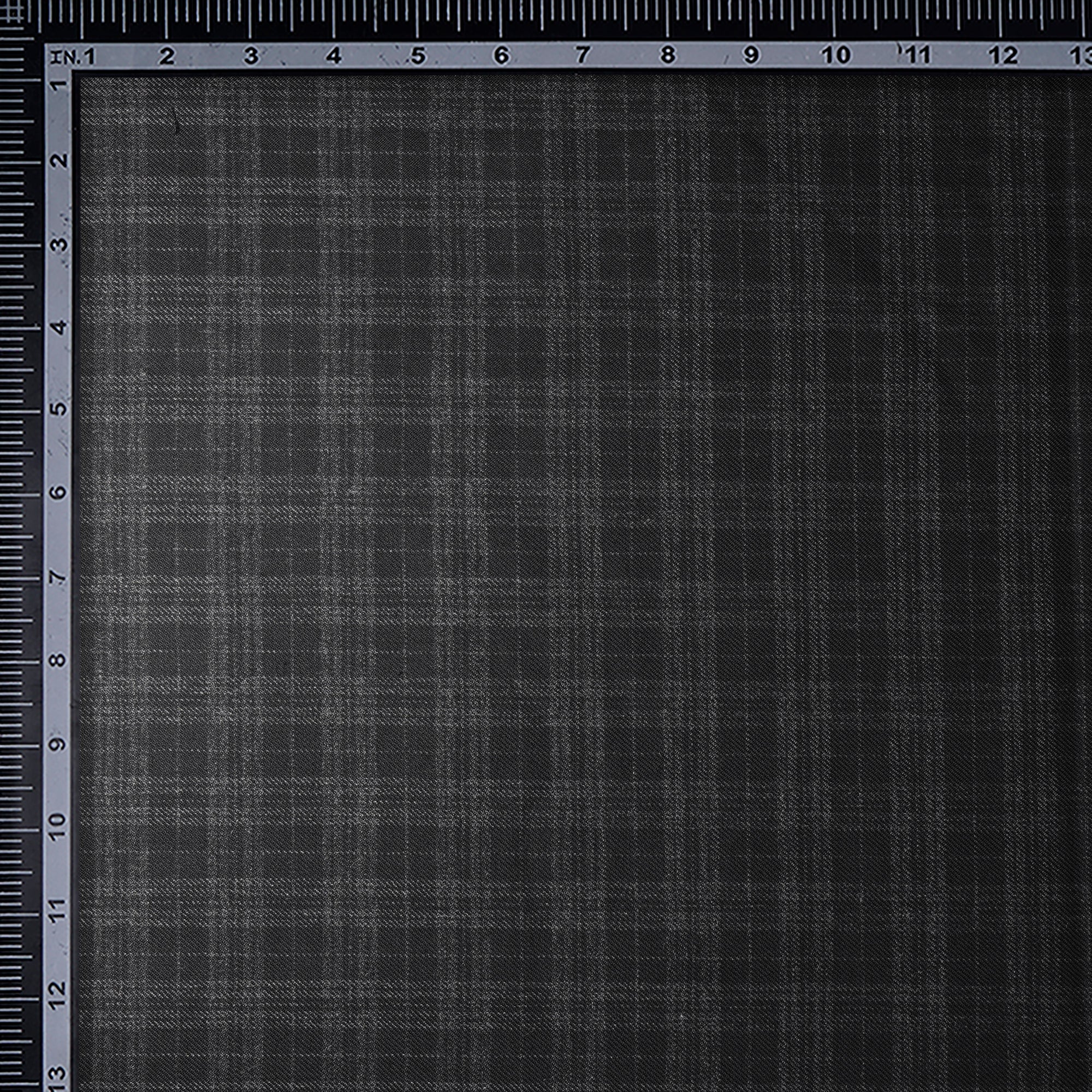 Black-Grey Check Pattern Woolen Tweed Fabric