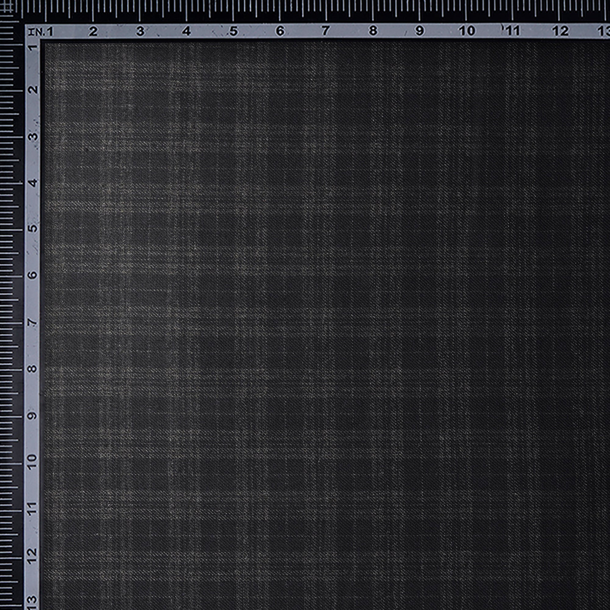 Black-Grey Check Pattern Woolen Tweed Fabric