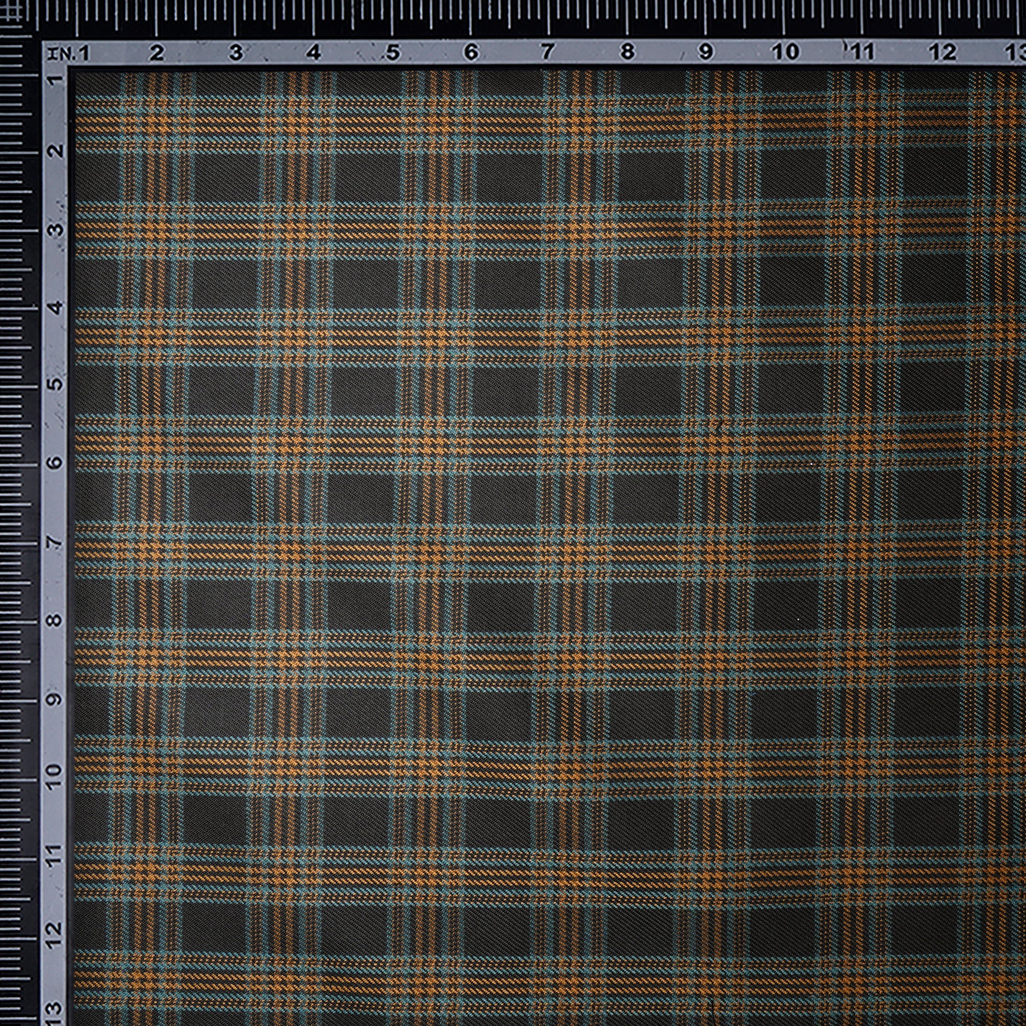 Black Check Pattern Woolen Tweed Fabric