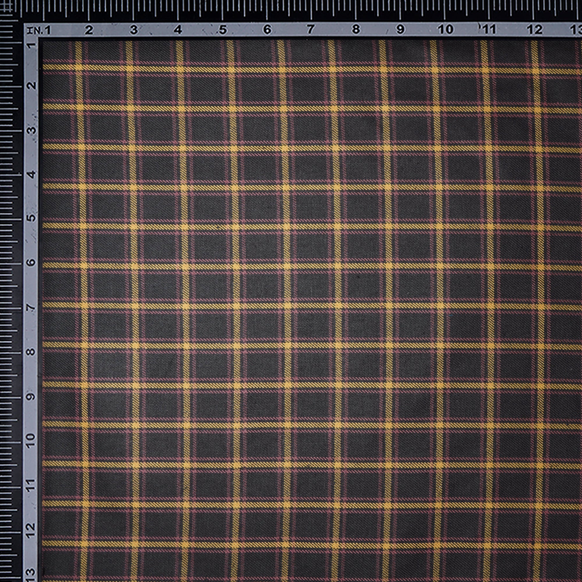 Black Check Pattern Woolen Tweed Fabric