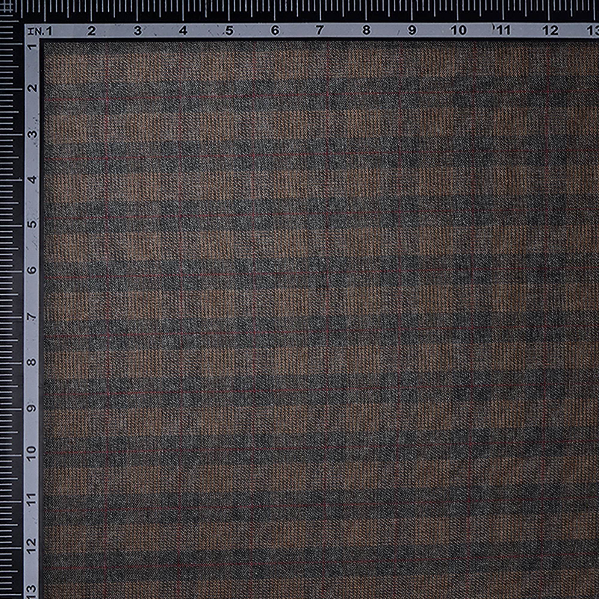 Grey Check Pattern Woolen Tweed Fabric