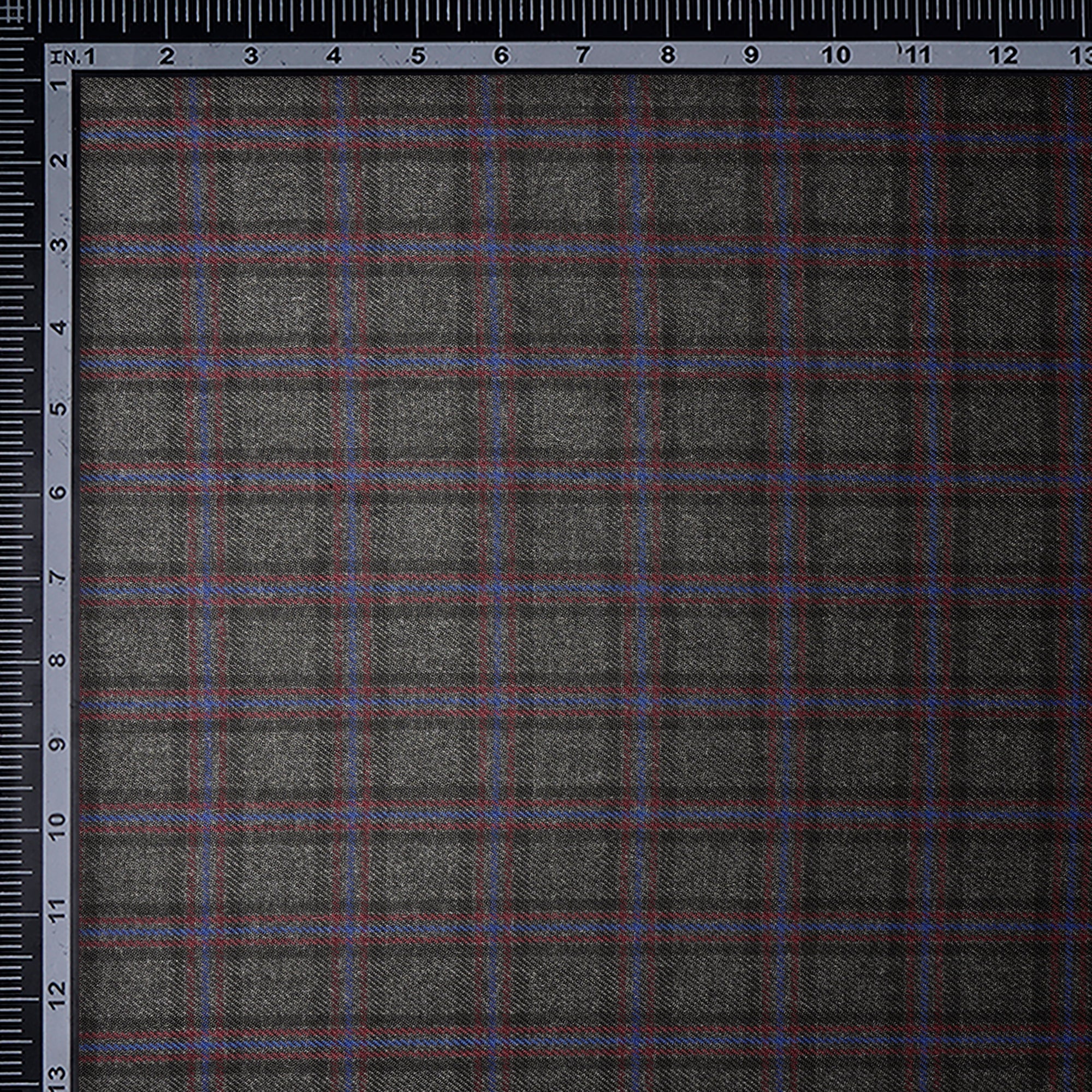 Forged Iron Check Pattern Woolen Tweed Fabric