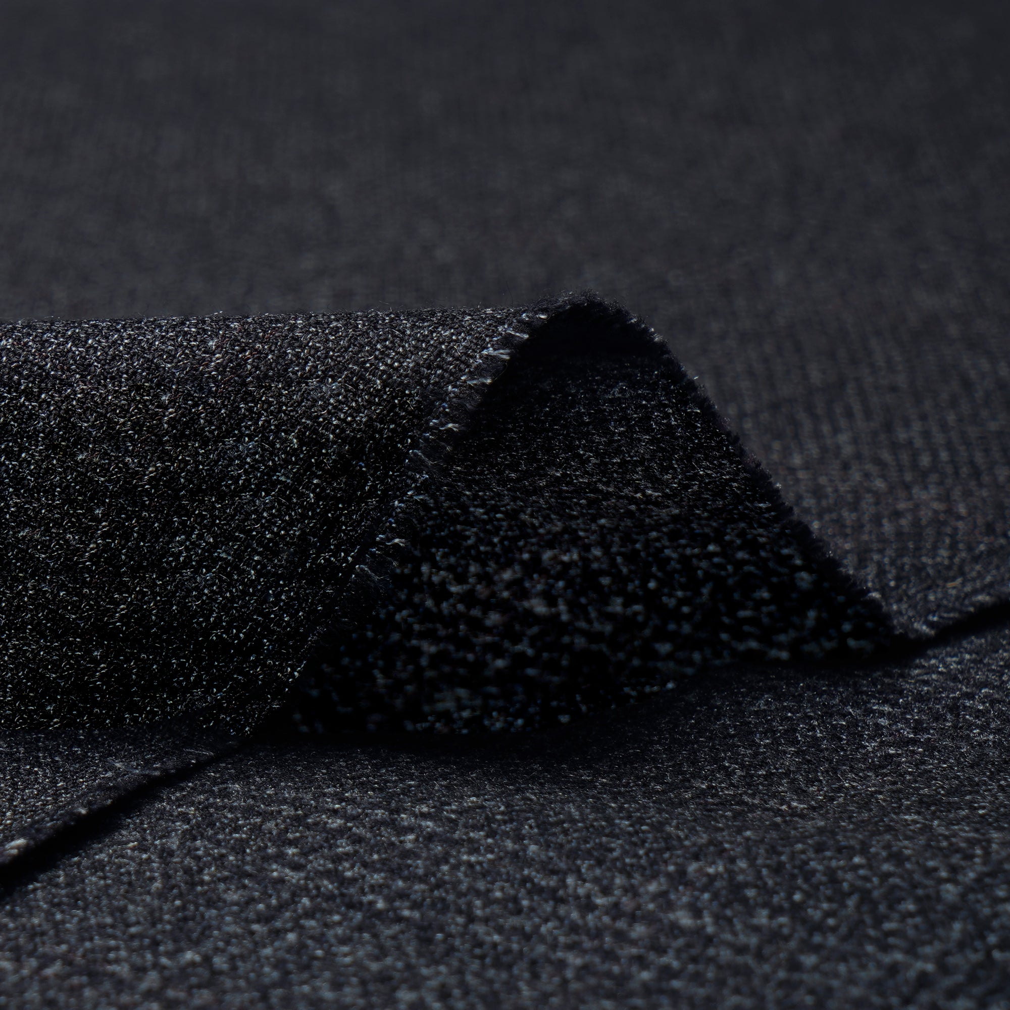 Black-Blue Check Pattern Woolen Tweed Fabric