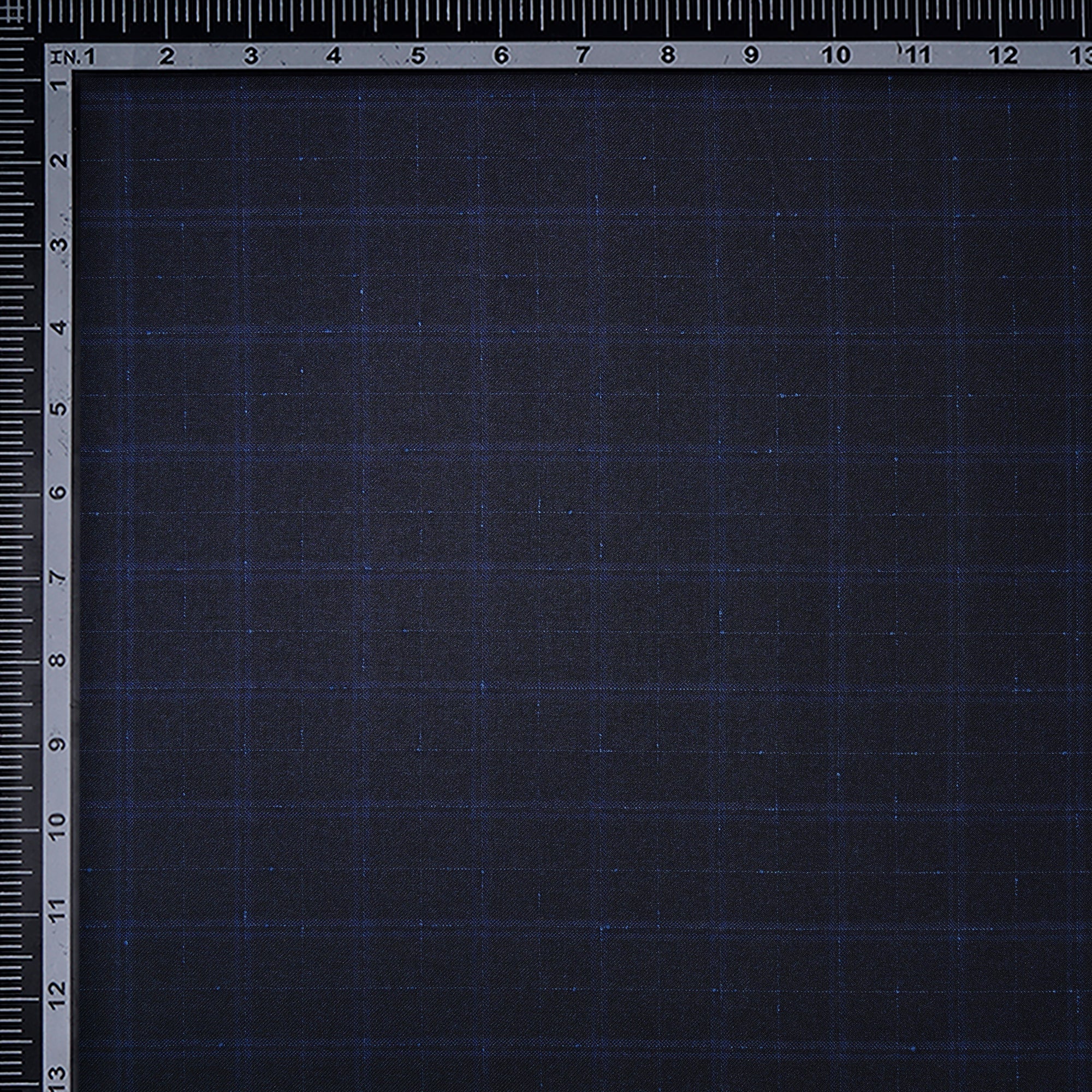 Black-Blue Check Pattern Woolen Tweed Fabric