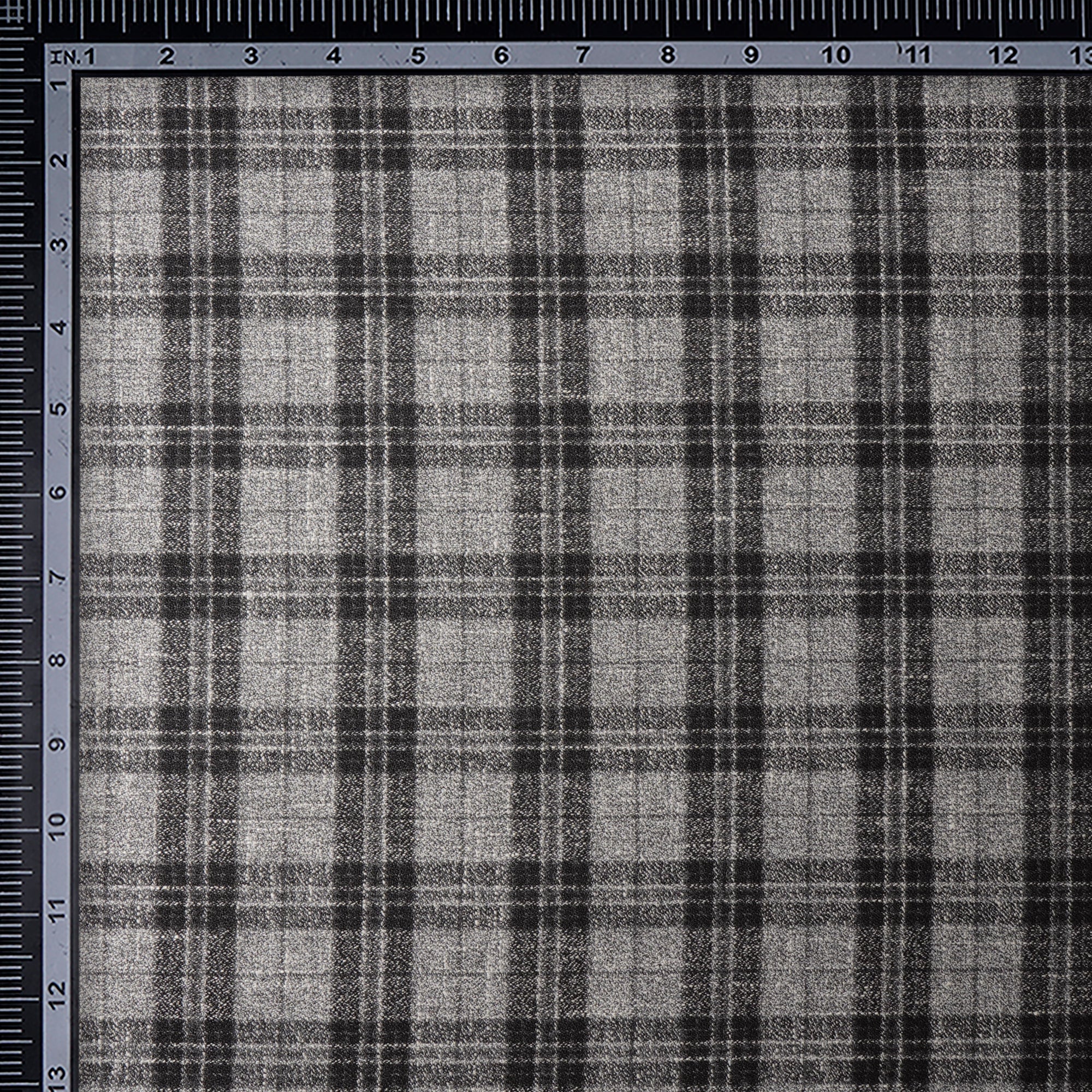 Black-White Check Pattern Woolen Tweed Fabric