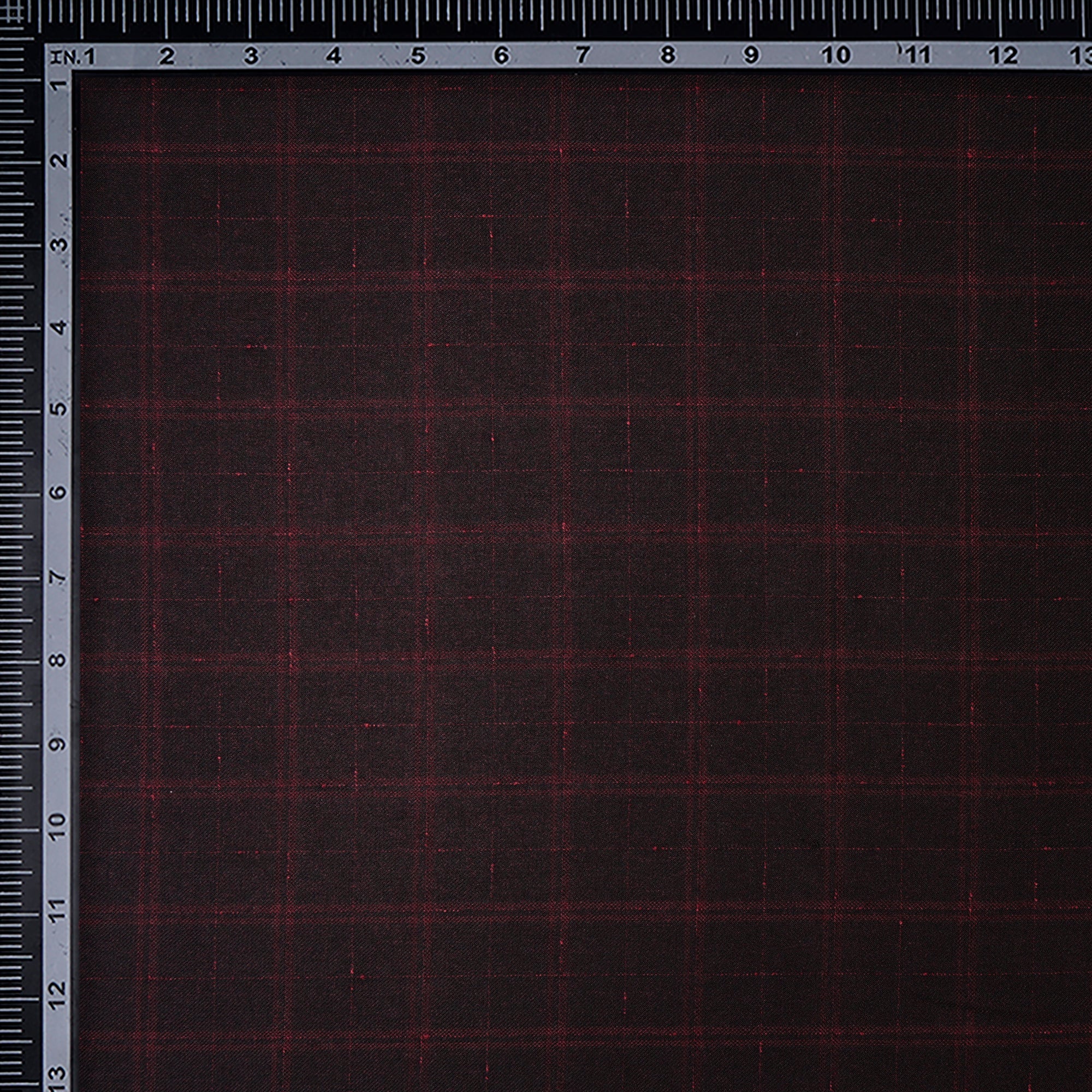 Balck-Red Check Pattern Woolen Tweed Fabric