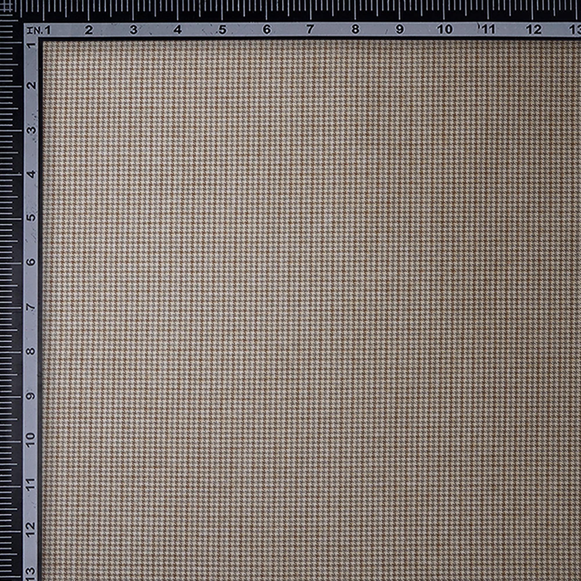 Beige Check Pattern Woolen Tweed Fabric