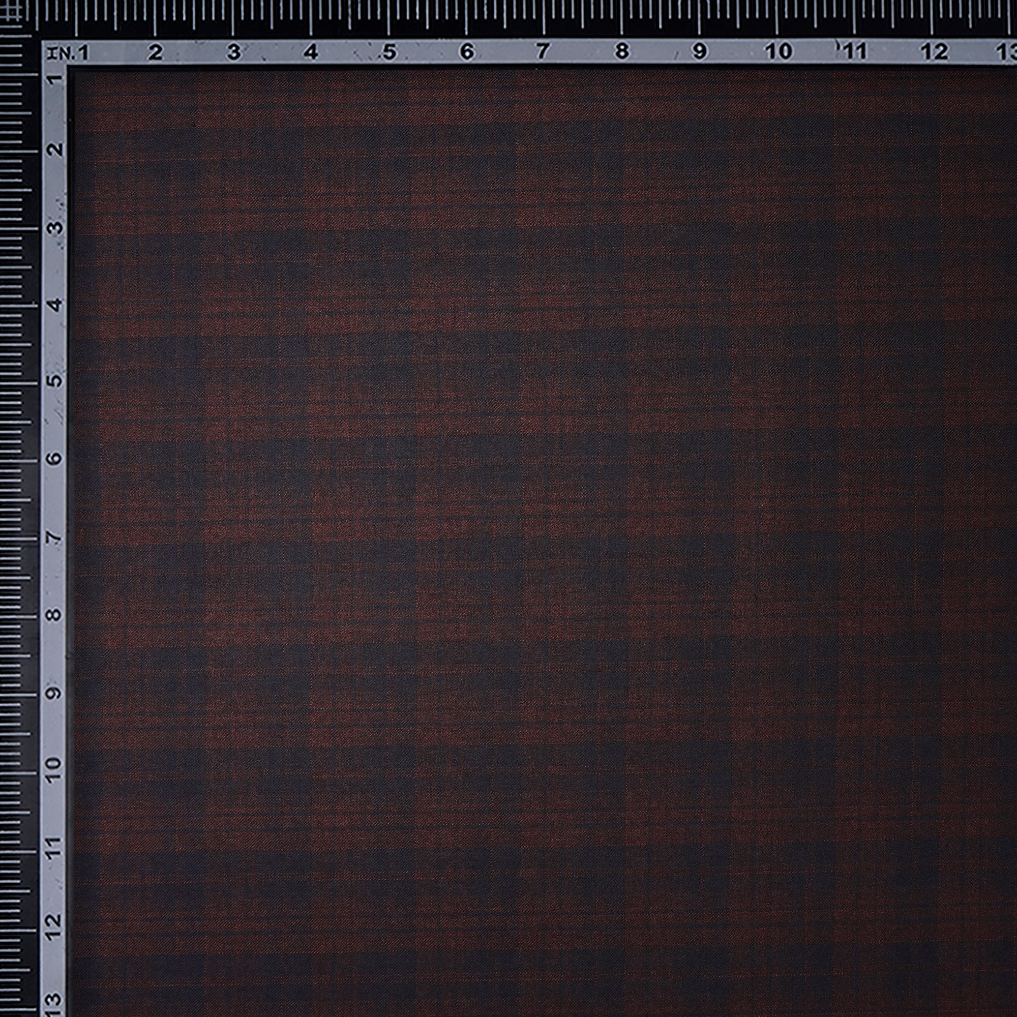 Blue-Brown Check Pattern Woolen Tweed Fabric