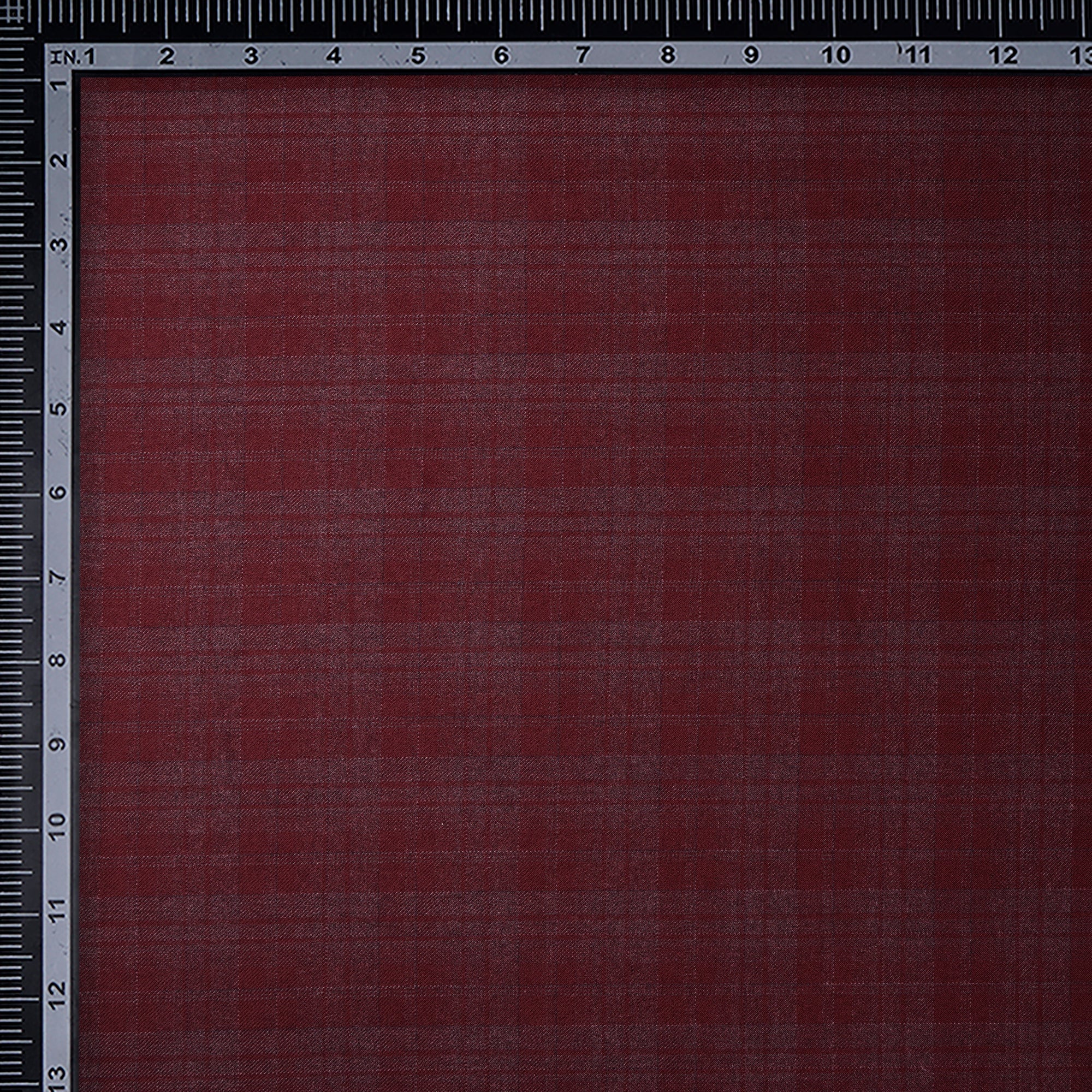 Merlot Check Pattern Woolen Tweed Fabric